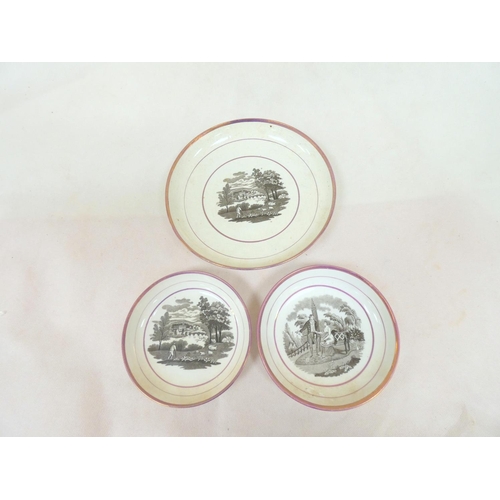 English porcelain bread and butter plate, bat printed with a...