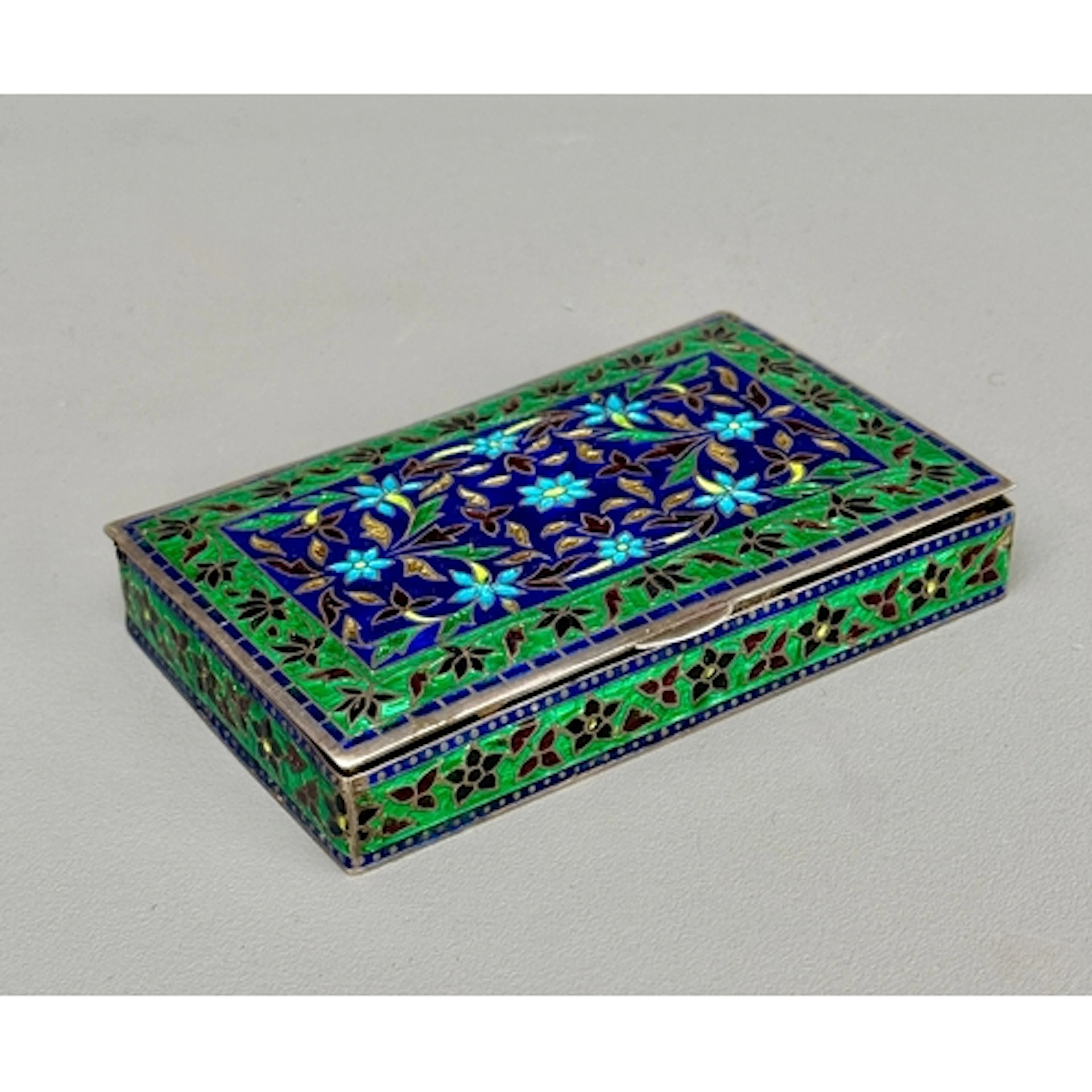 A mid-20th century Indian sterling silver and enamel box - r...