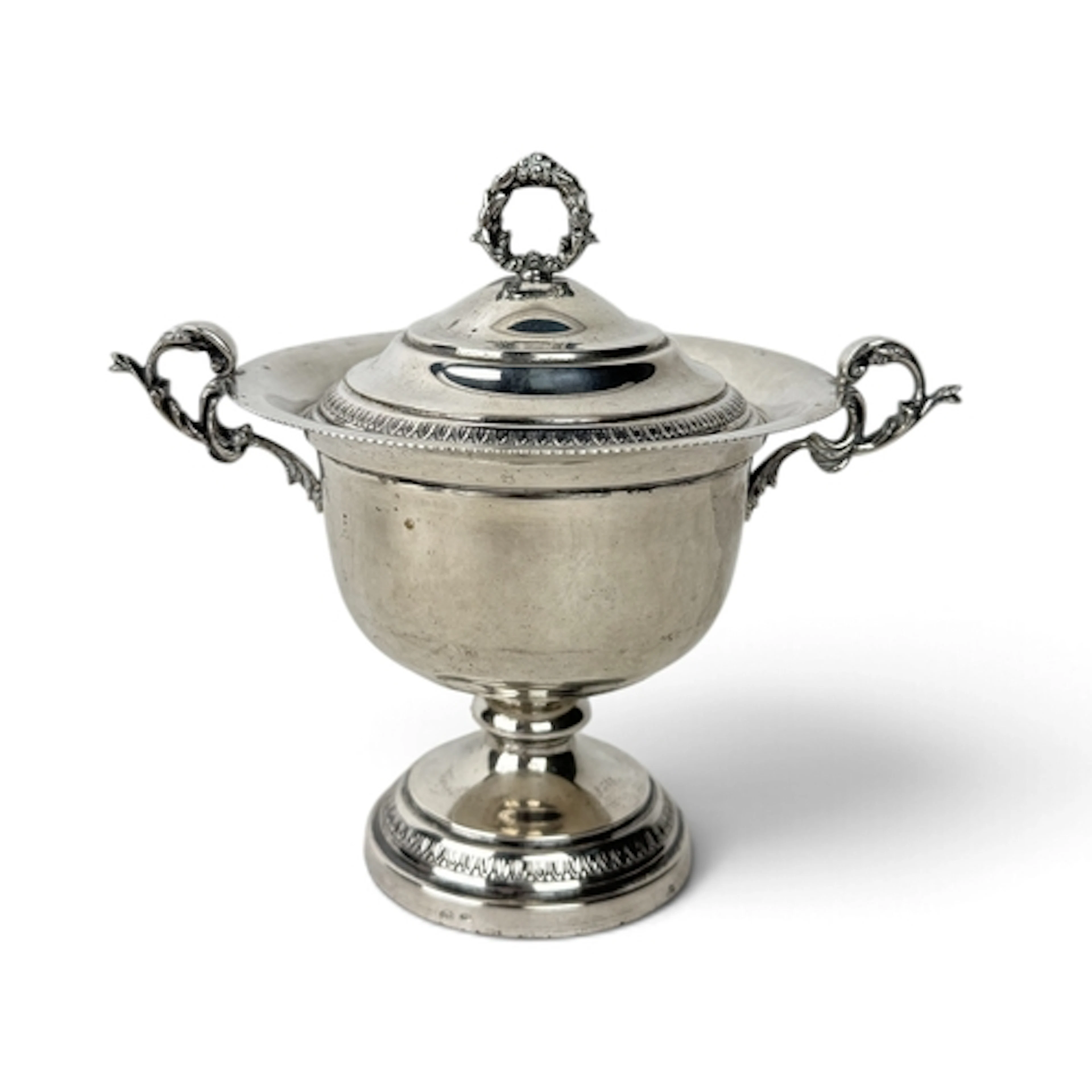 AN 800 MARK ITALIAN SILVER PEDESTAL BOWL WITH LID Weight: 16...