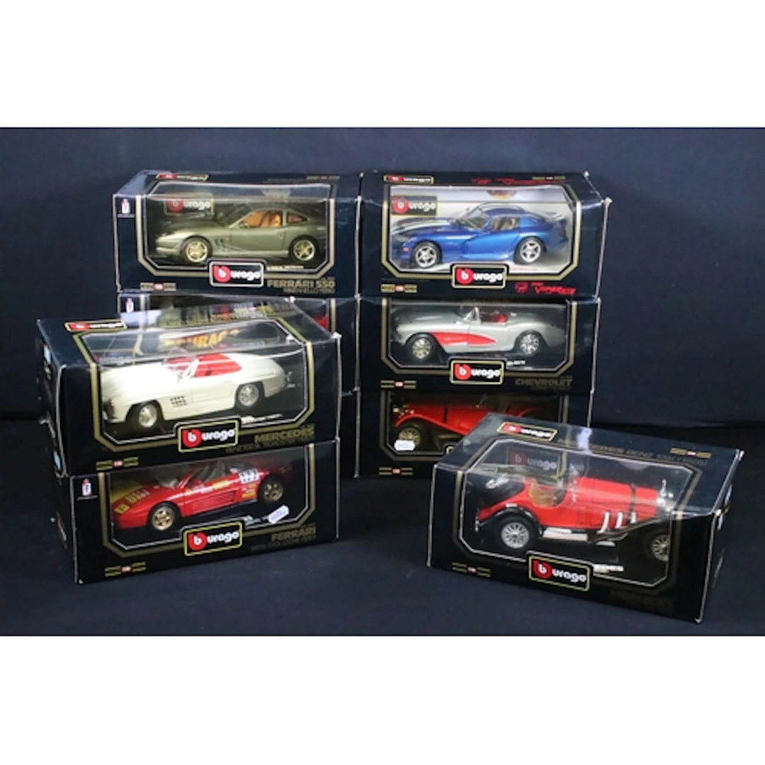 Nine boxed 1/18 Burago Diamonds diecast models to include Ja...