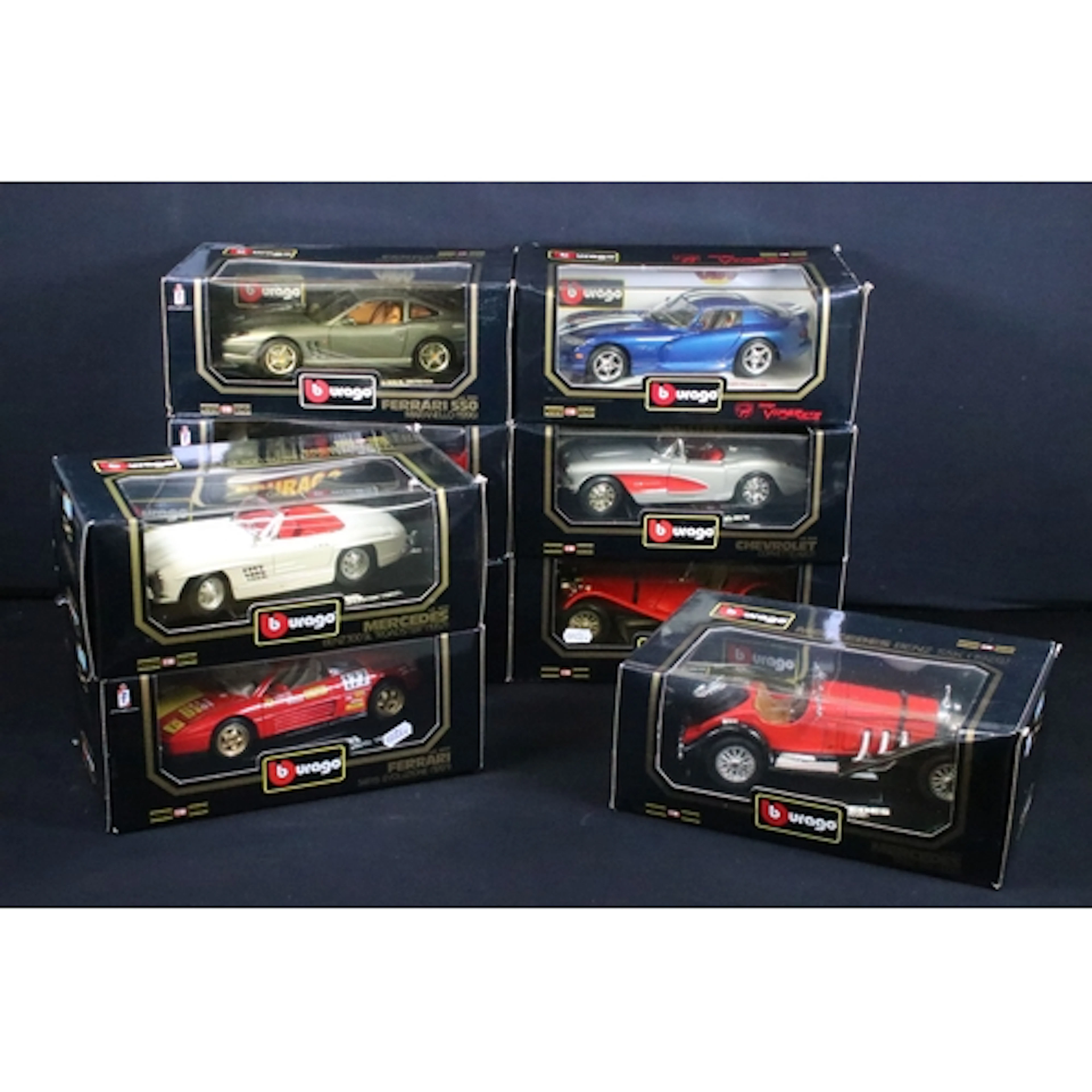 Nine boxed 1/18 Burago Diamonds diecast models to include Ja...