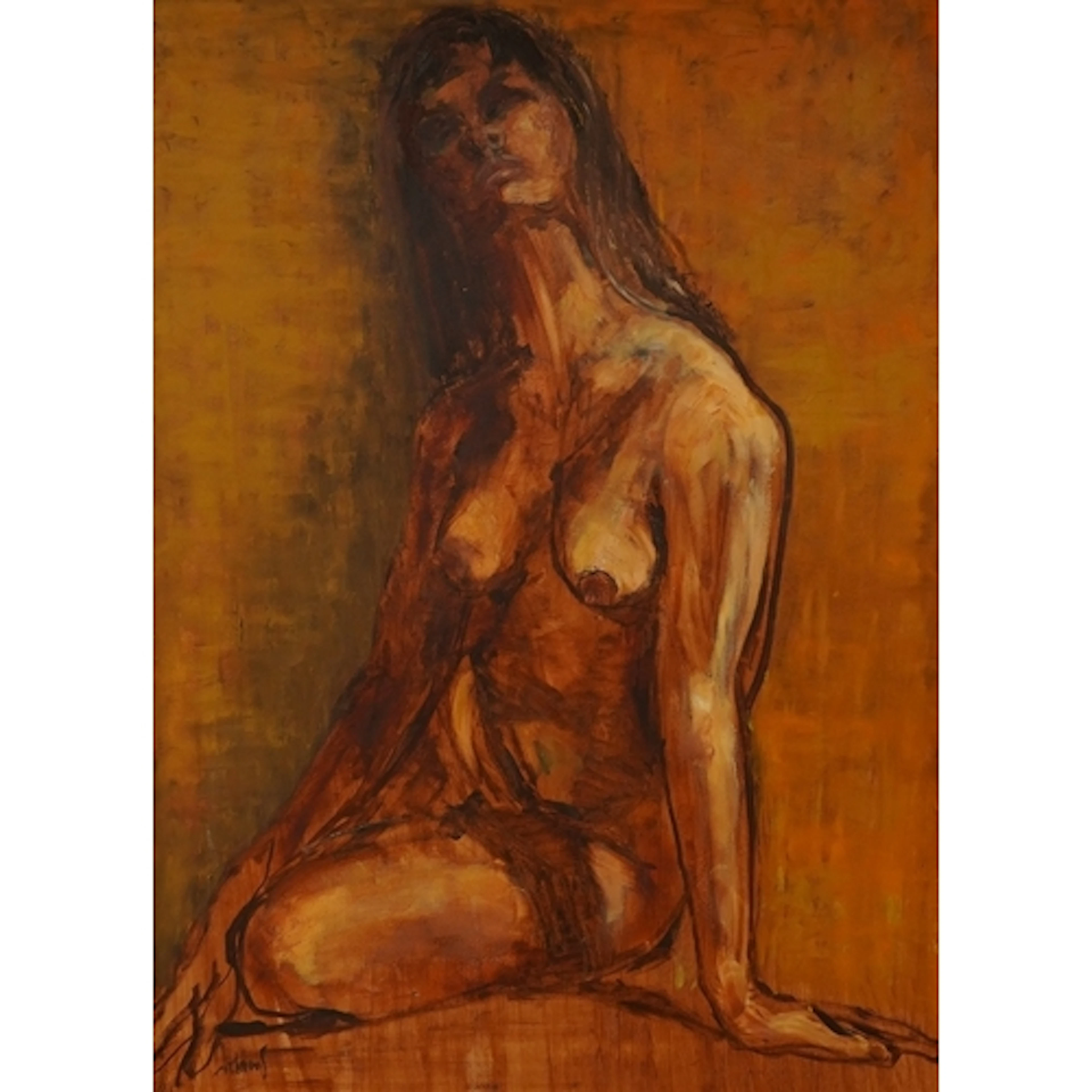 Adams (Modern British), Seated female nude, signed, oil on b...