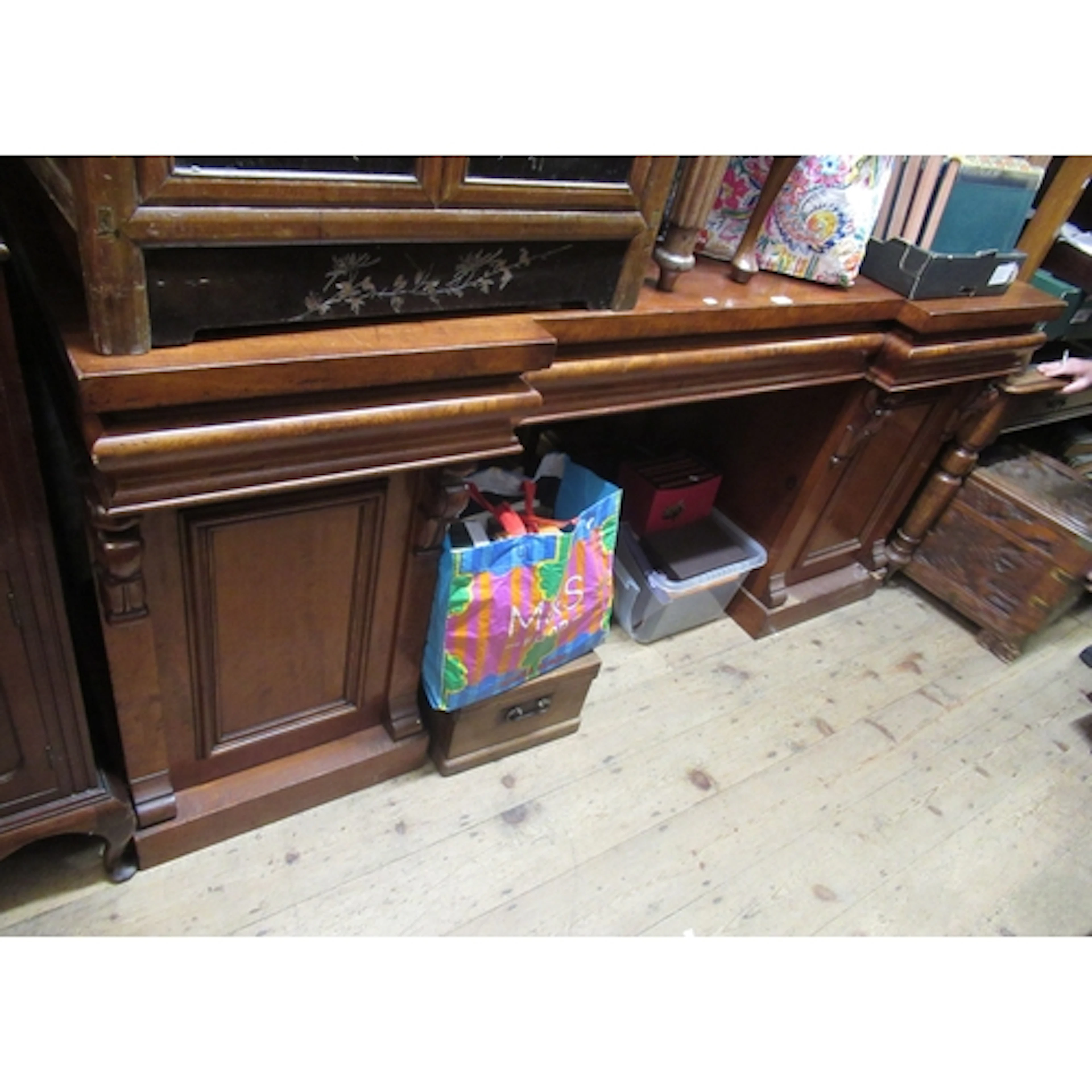 Victorian mahogany twin pedestal inverted breakfront sideboa...