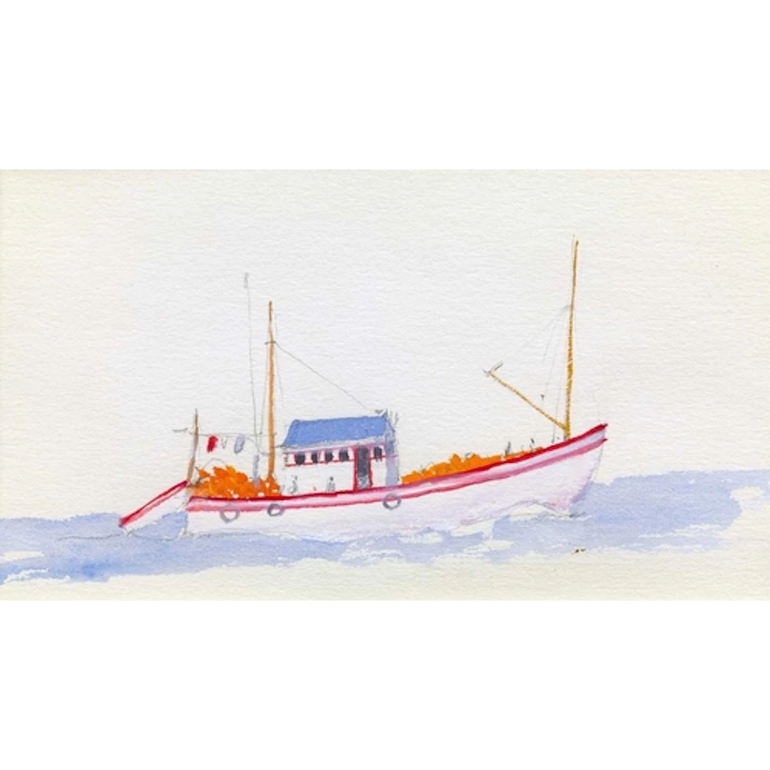 § John MILLER (1931-2002) Fishing Boats, Goa Gouache, stamp ...