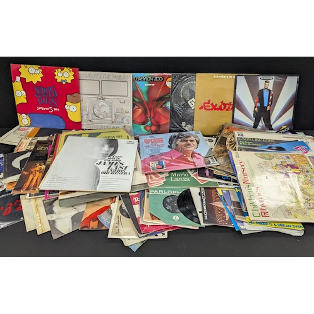 Vinyl records, mixed genres, approximately 62 Lp's, includin...