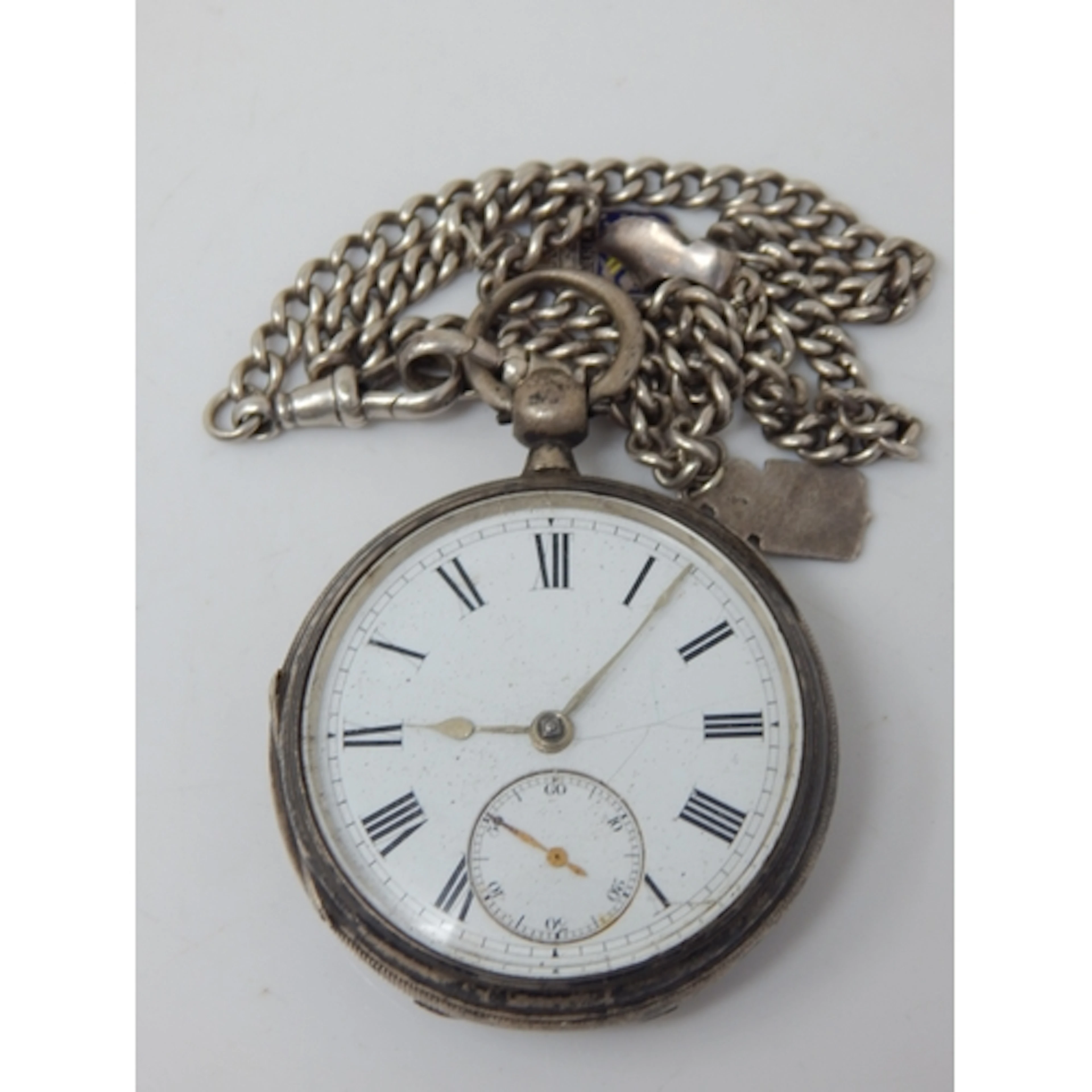 Victorian Gentleman's Silver Open Face Pocket Watch with Sub...