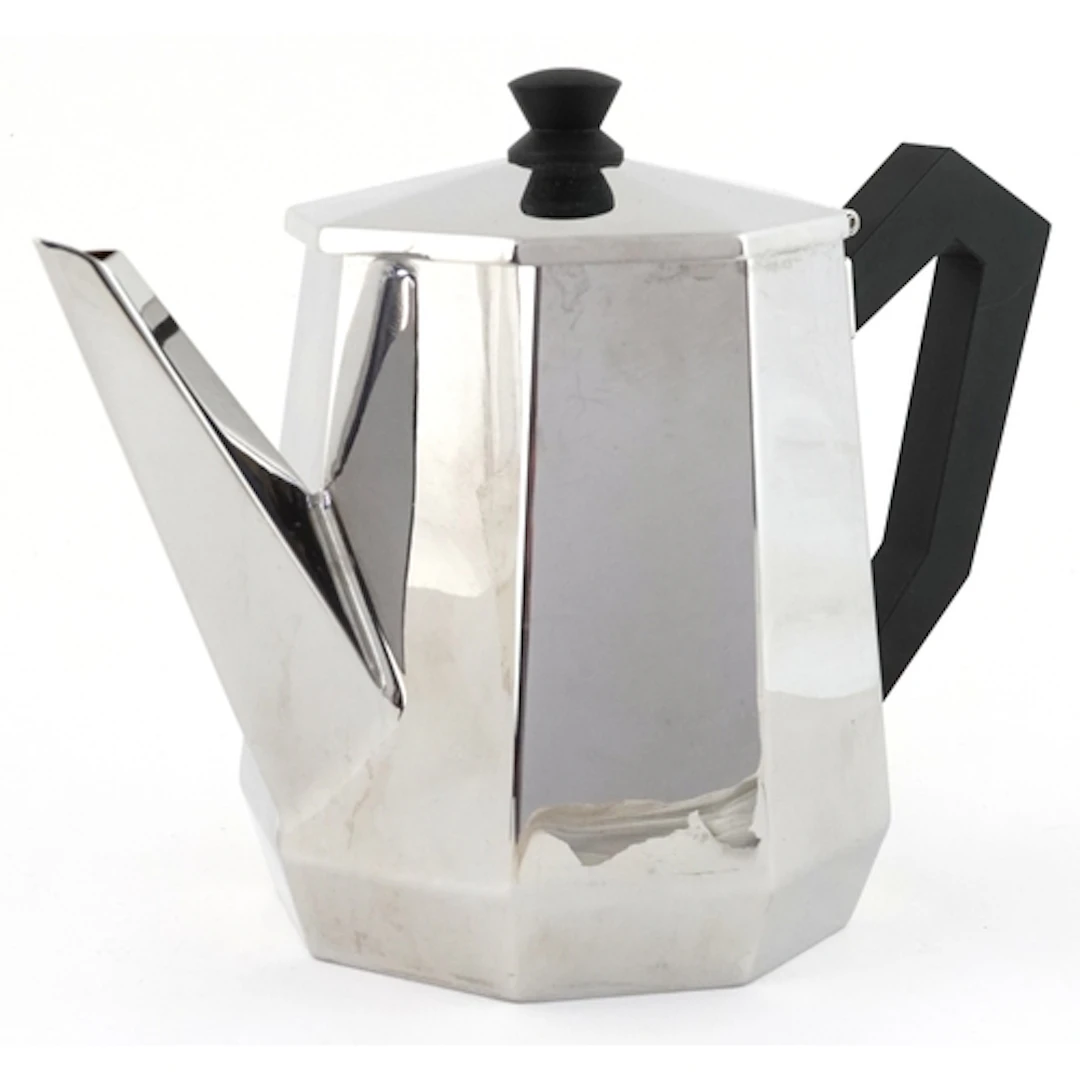 Carlos Alessi, Art Deco style stainless steel teapot, 11cm h...