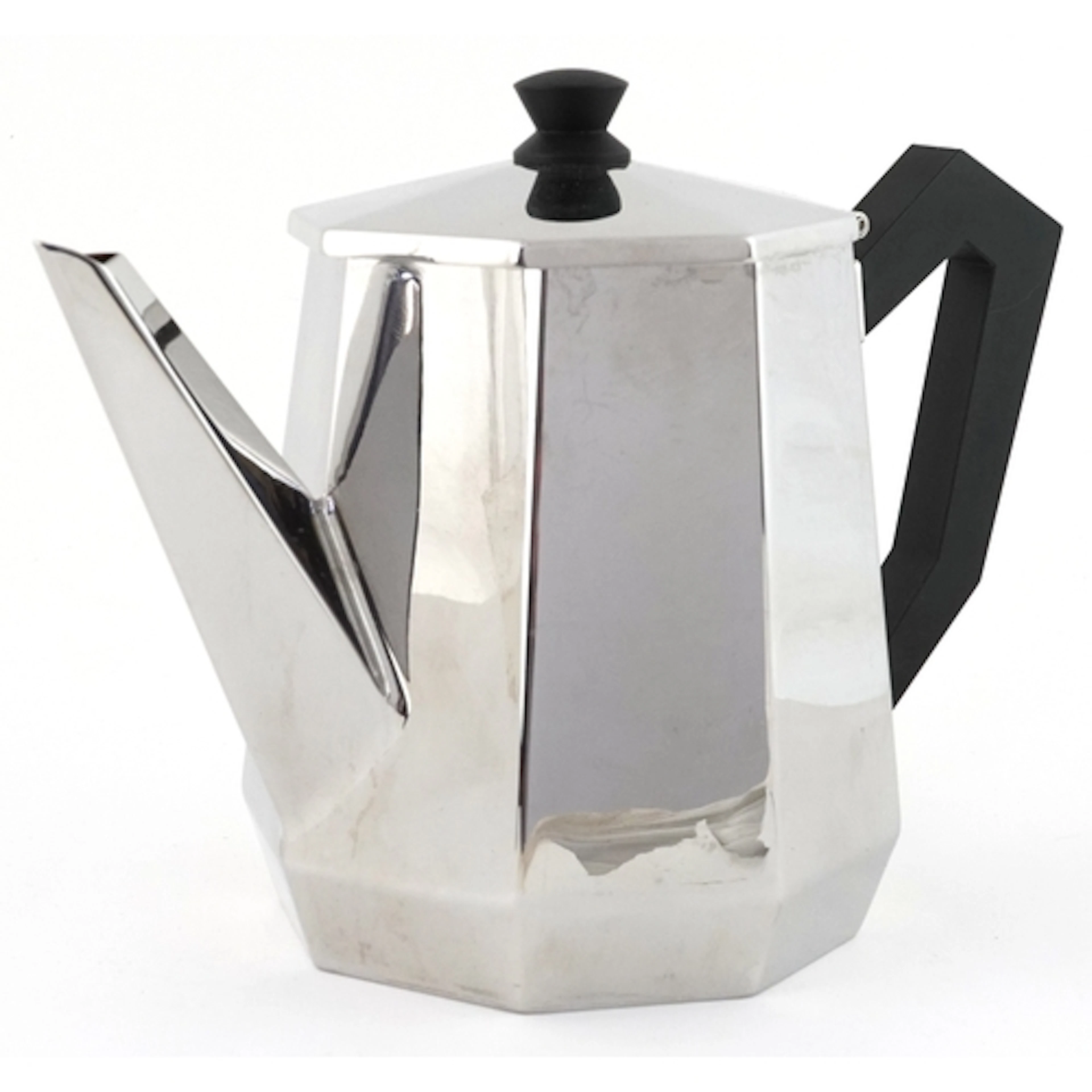 Carlos Alessi, Art Deco style stainless steel teapot, 11cm h...