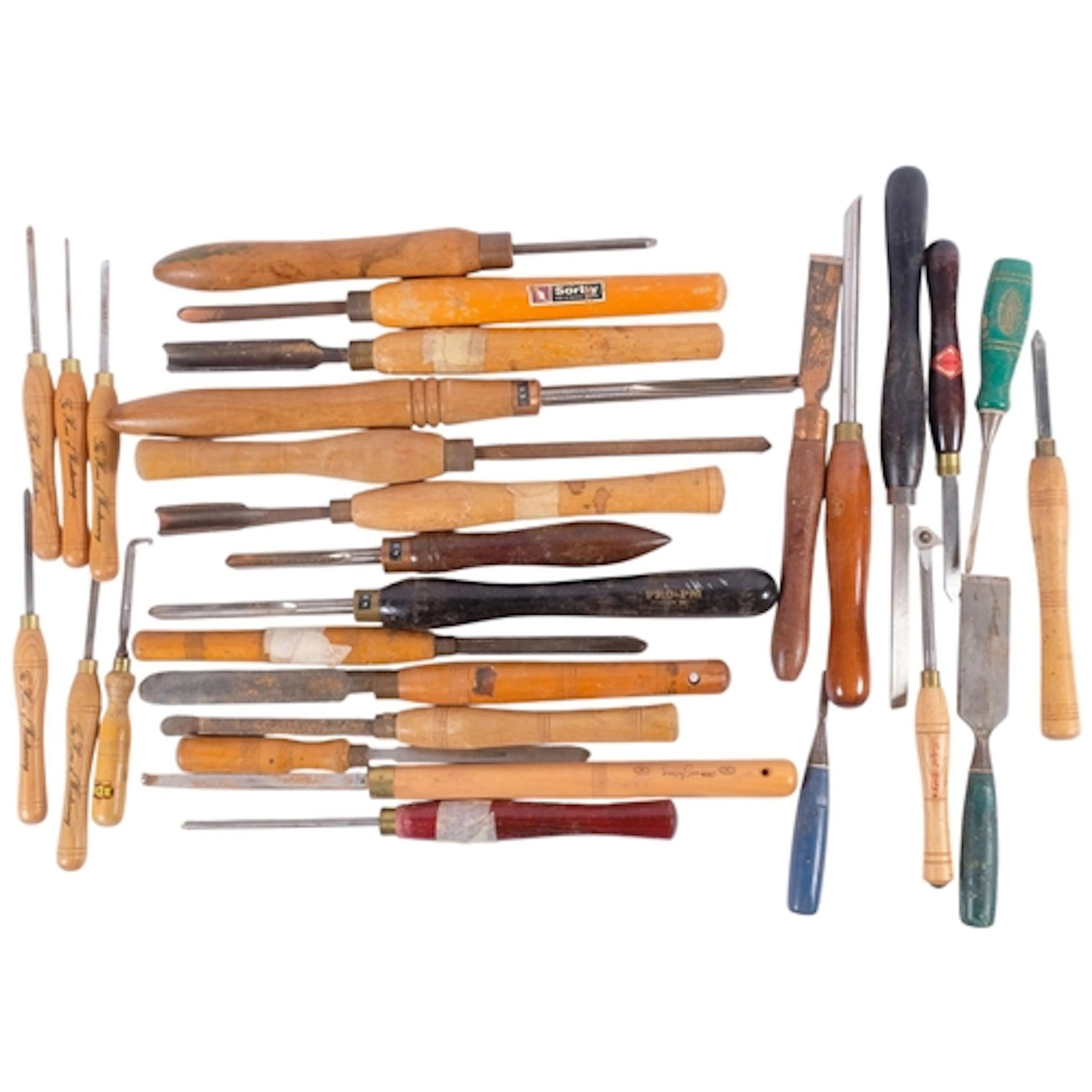 A selection of Vintage woodworking chisels, examples by Marp...