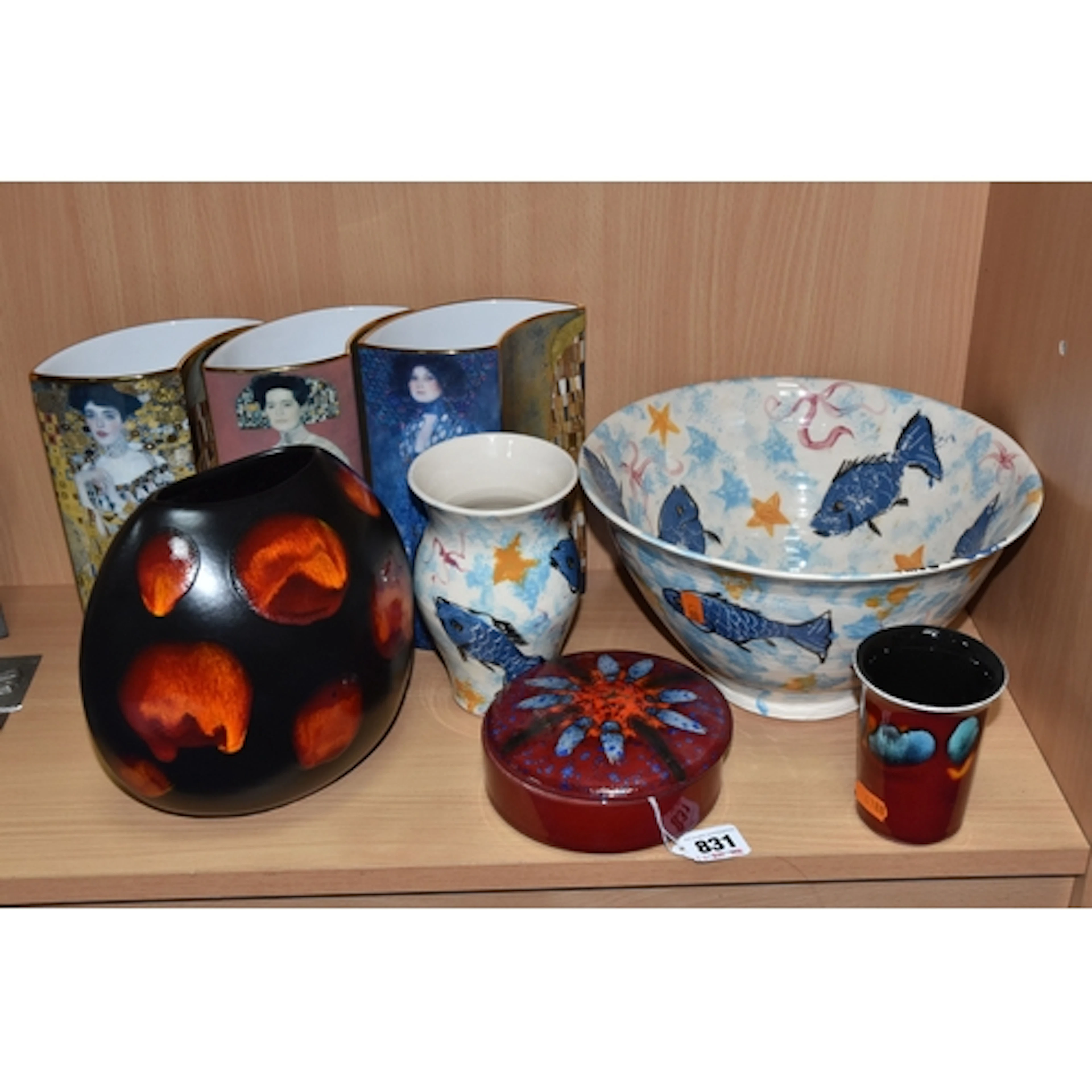 A GROUP OF CERAMICS, comprising three pieces of Poole Potter...