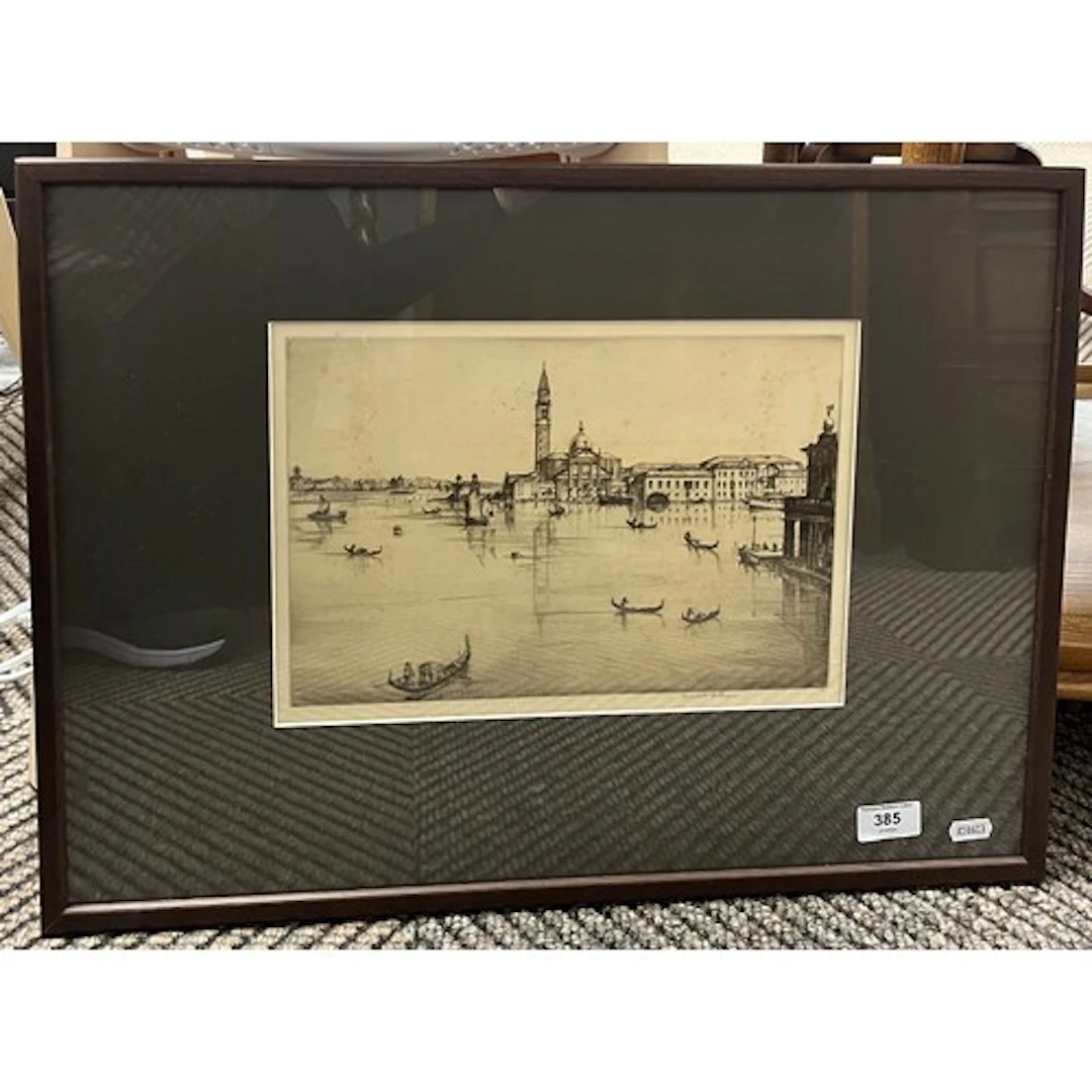 Kenneth J., Venice Canals, Pencil drawing, Singed lower righ...