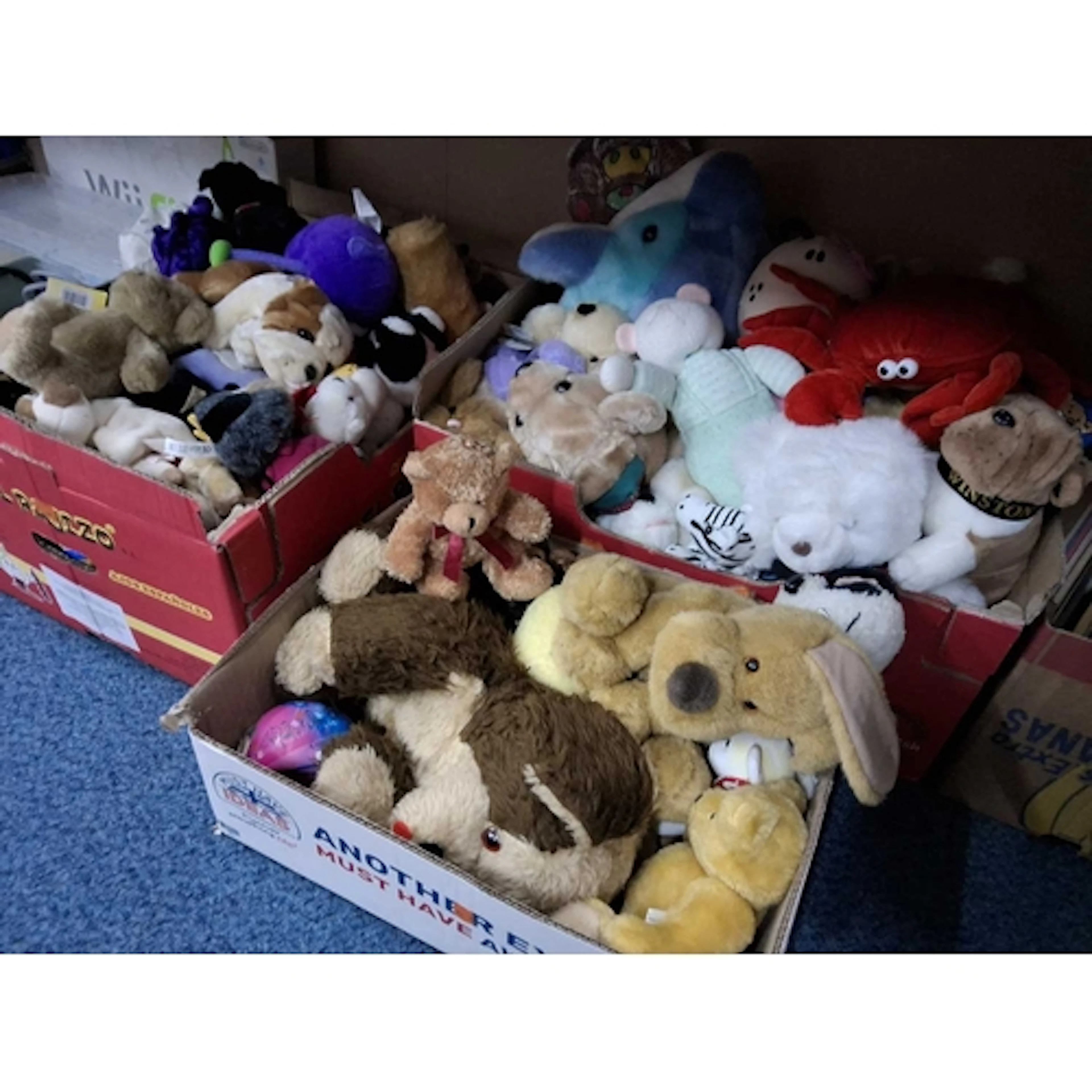 THREE BOXES OF SOFT PLUSH CUDDLY TOYS to include toys from c...