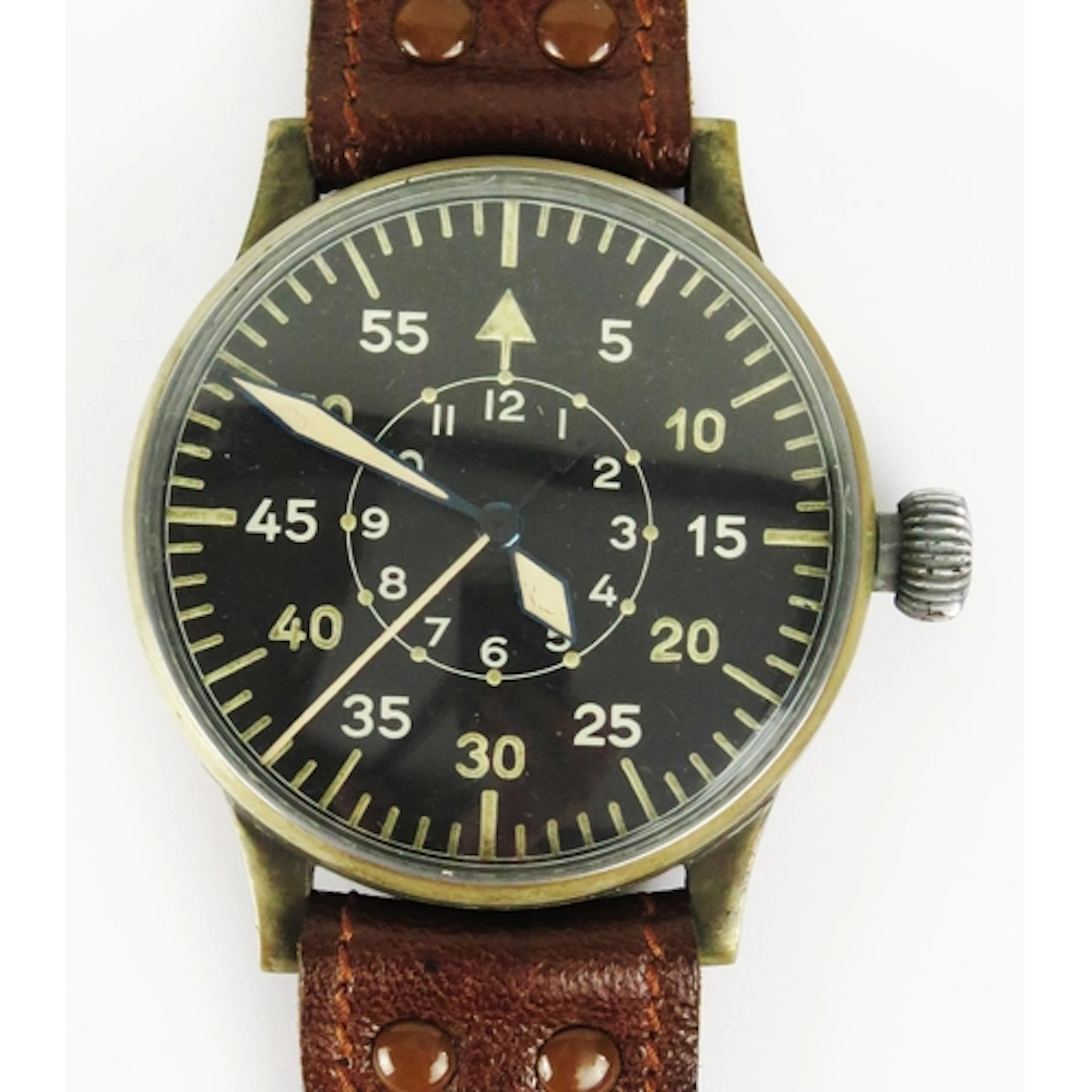 A WWII German Luftwaffe Pilot's Watch, 55mm case, the side m...