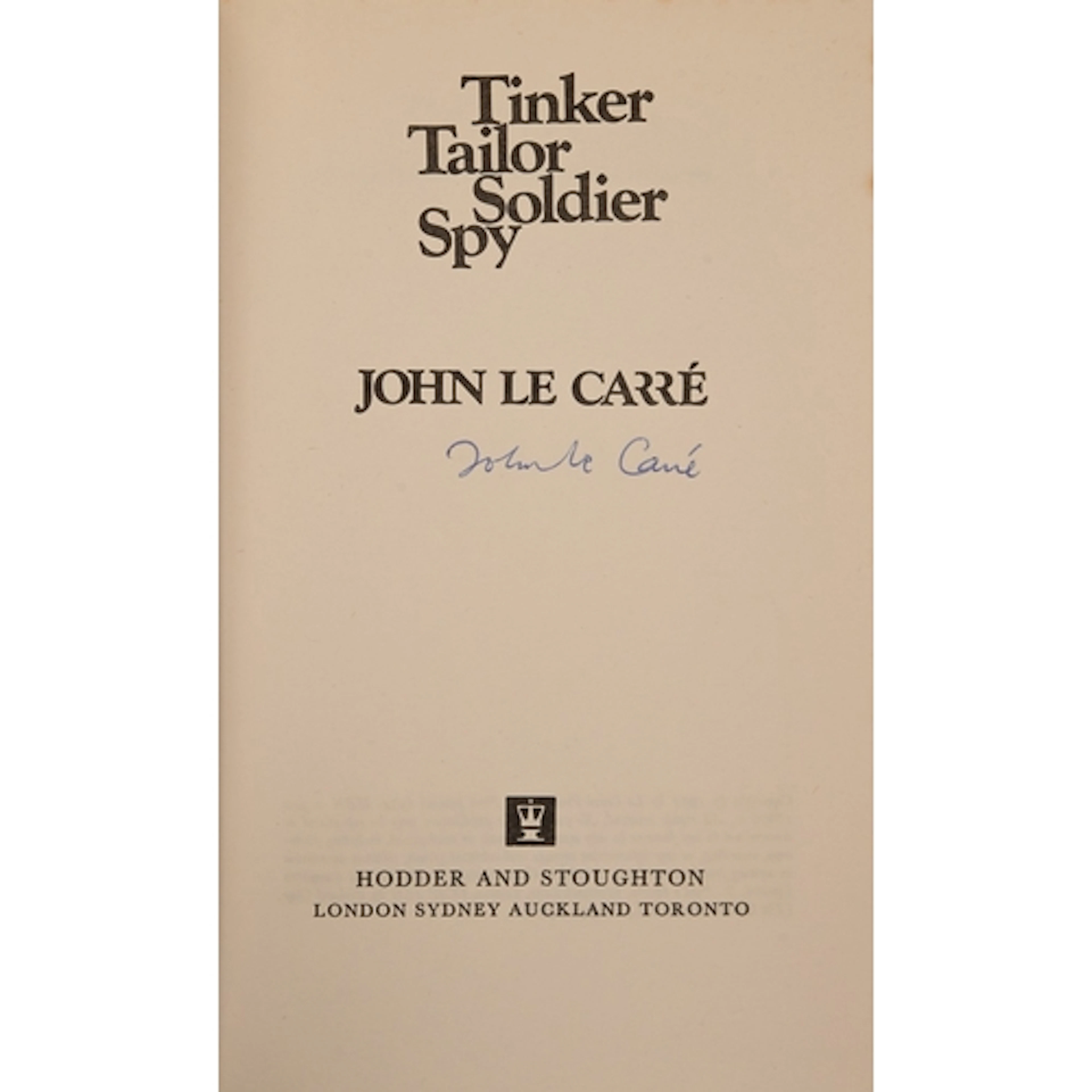 Carré (John le), Tinker, Tailor, Soldier, Spy, title-page si...