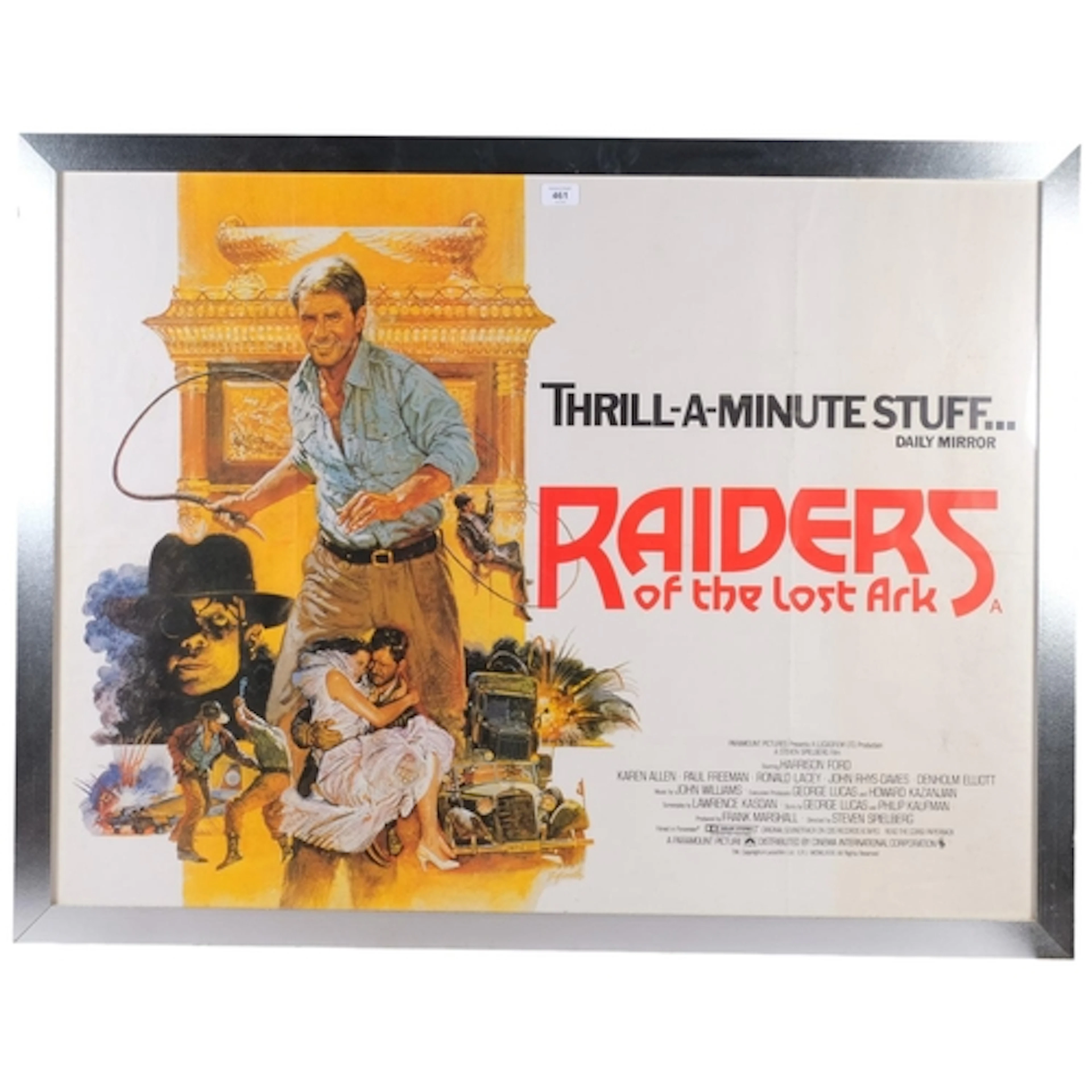 An original quad royal poster, Raiders Of The Lost Ark starr...
