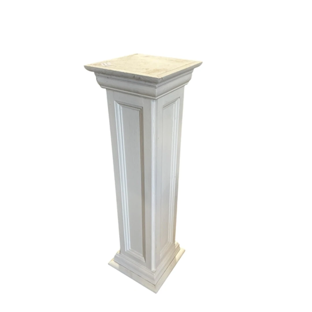 A painted pine square pedestal, 29cm, height 95cm
