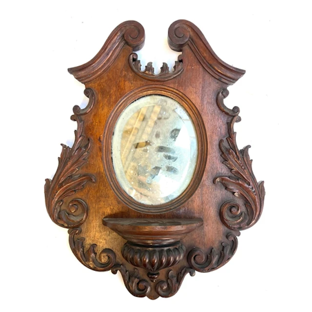 A Victorian carved hall mirror (loose plate), 50cmH