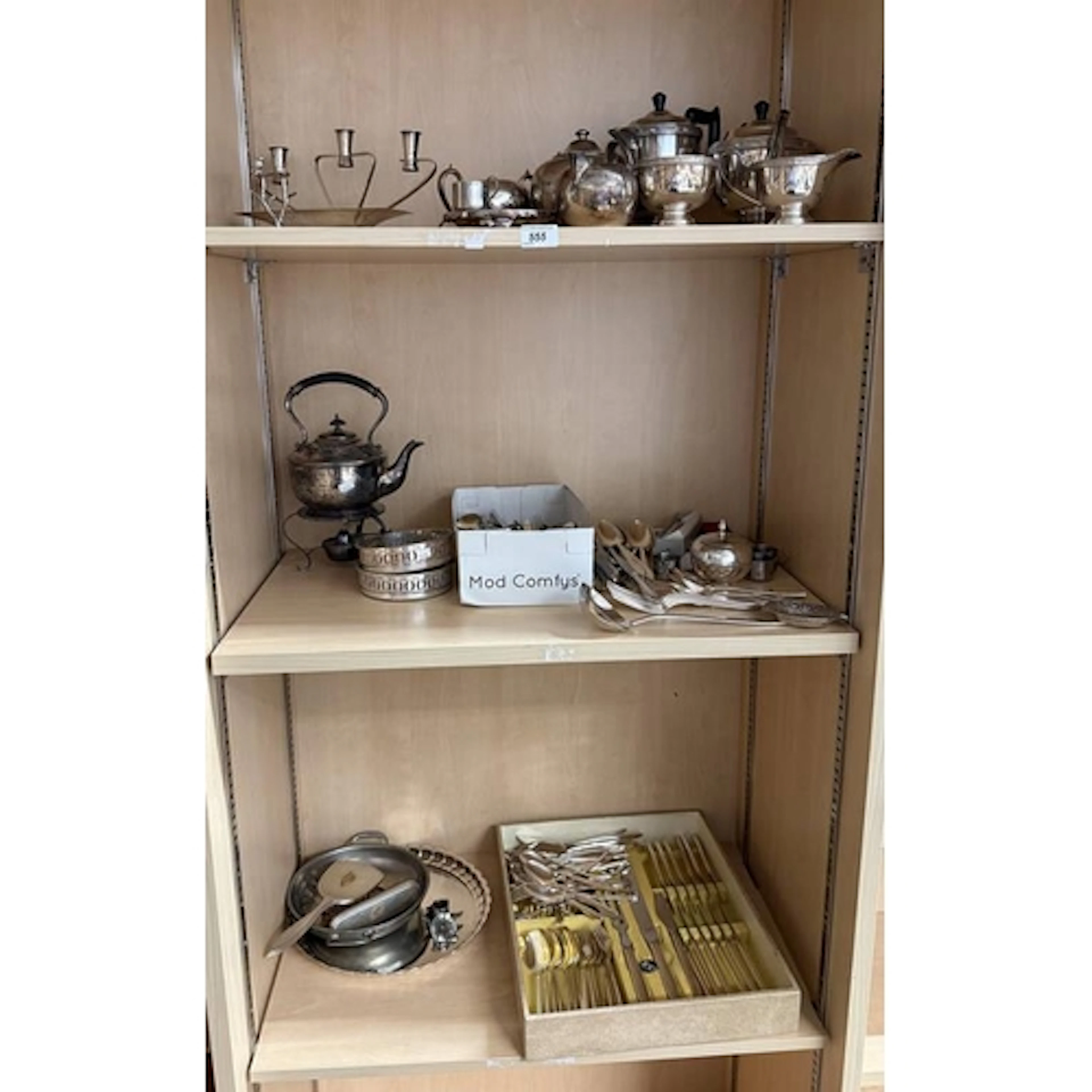 SELECTION OF SILVER PLATED WARE TO INCLUDE TEA SET, SPIRIT K...