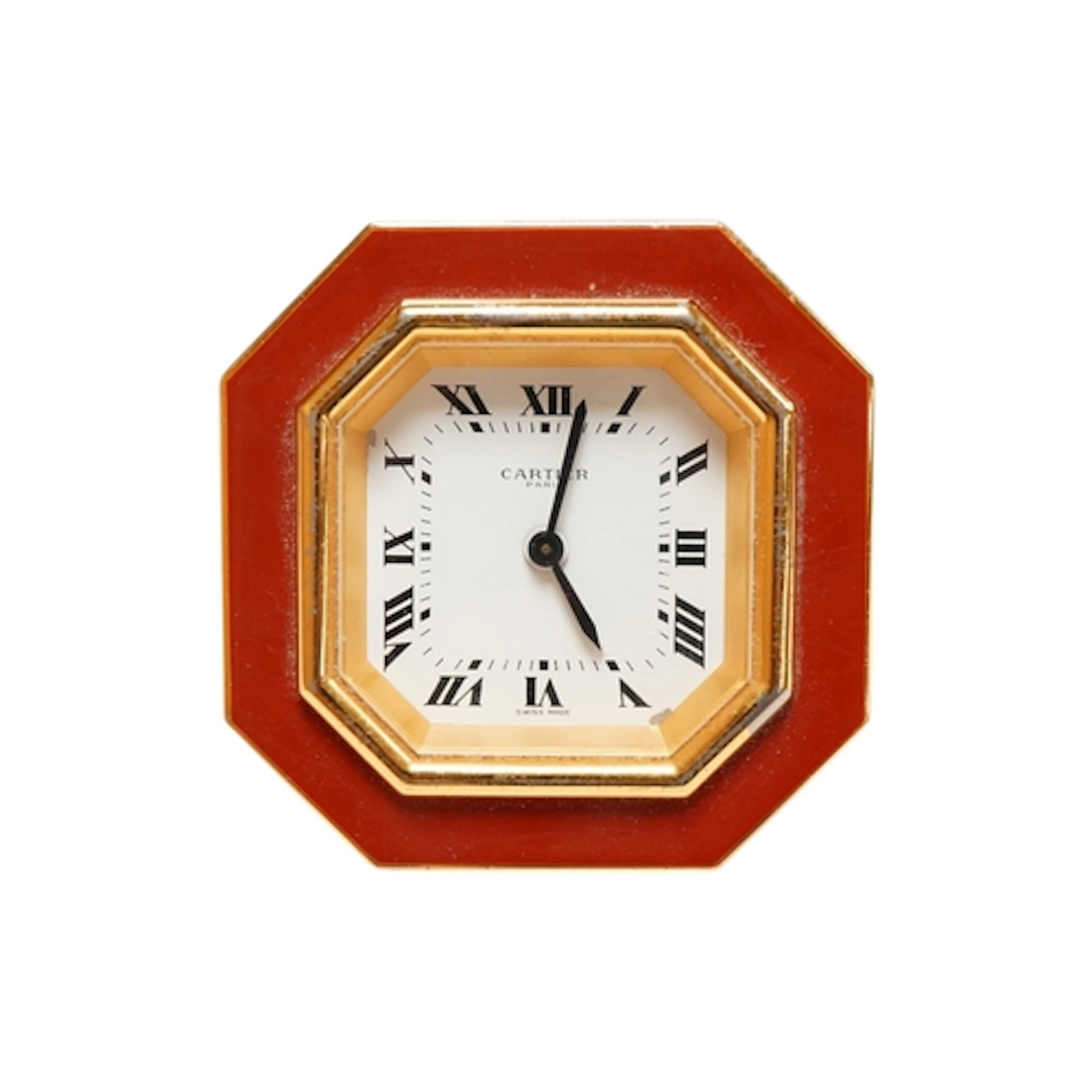 A boxed Must de Cartier octagonal desk timepiece, 7507, with...