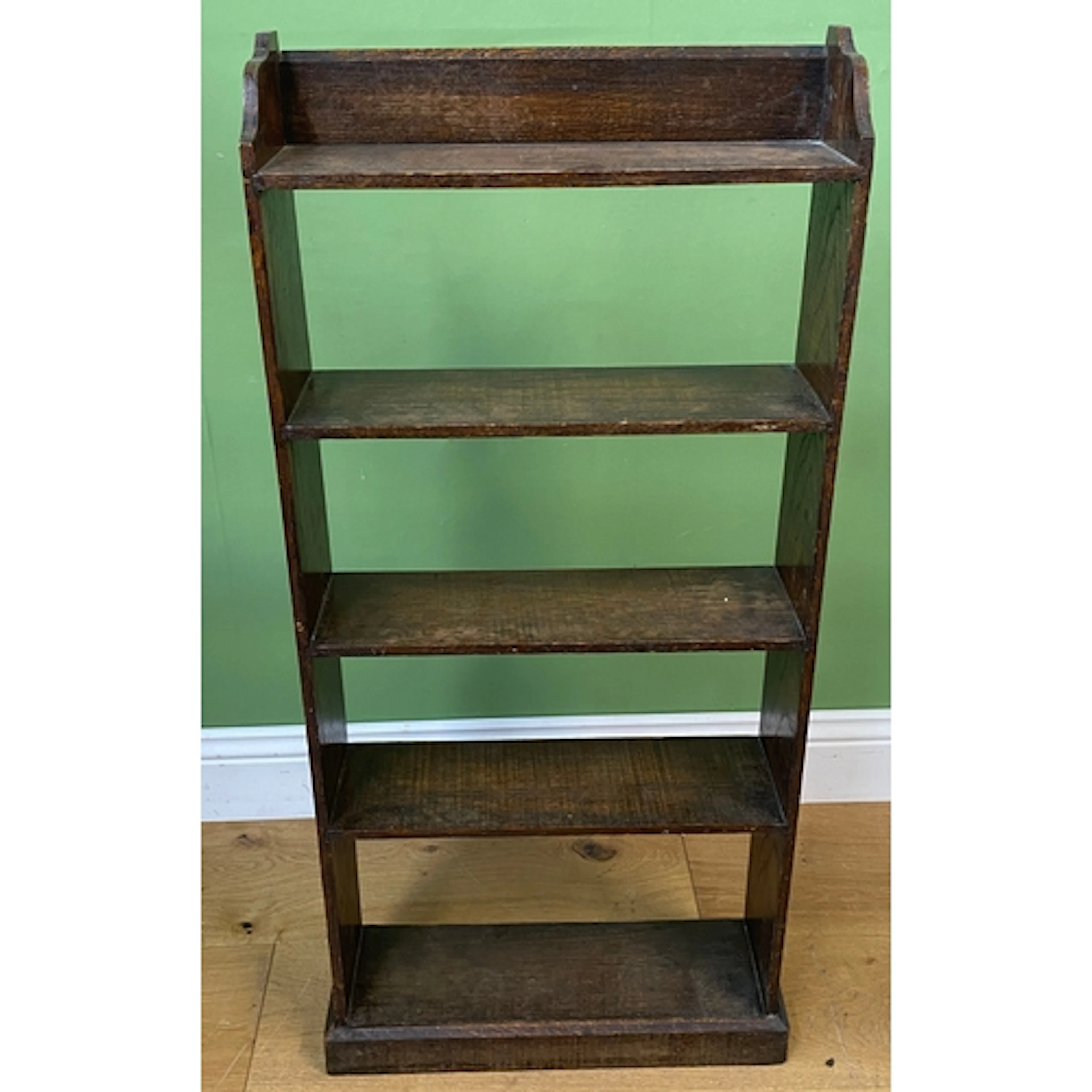 A small oak bookcase of five shelves, 48cmW; together with a...