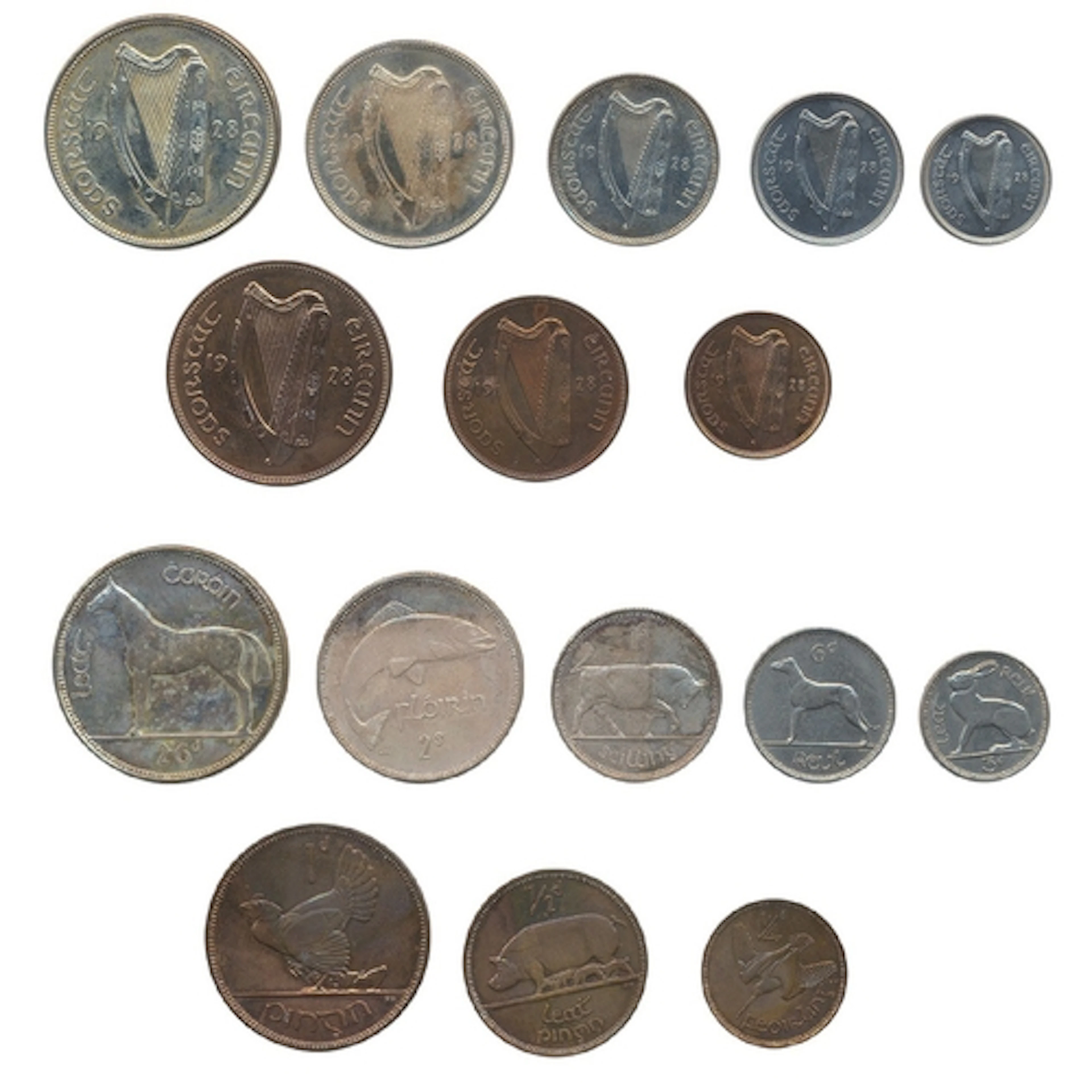 Ireland. 1928 Irish Free State eight coin proof set, half cr...
