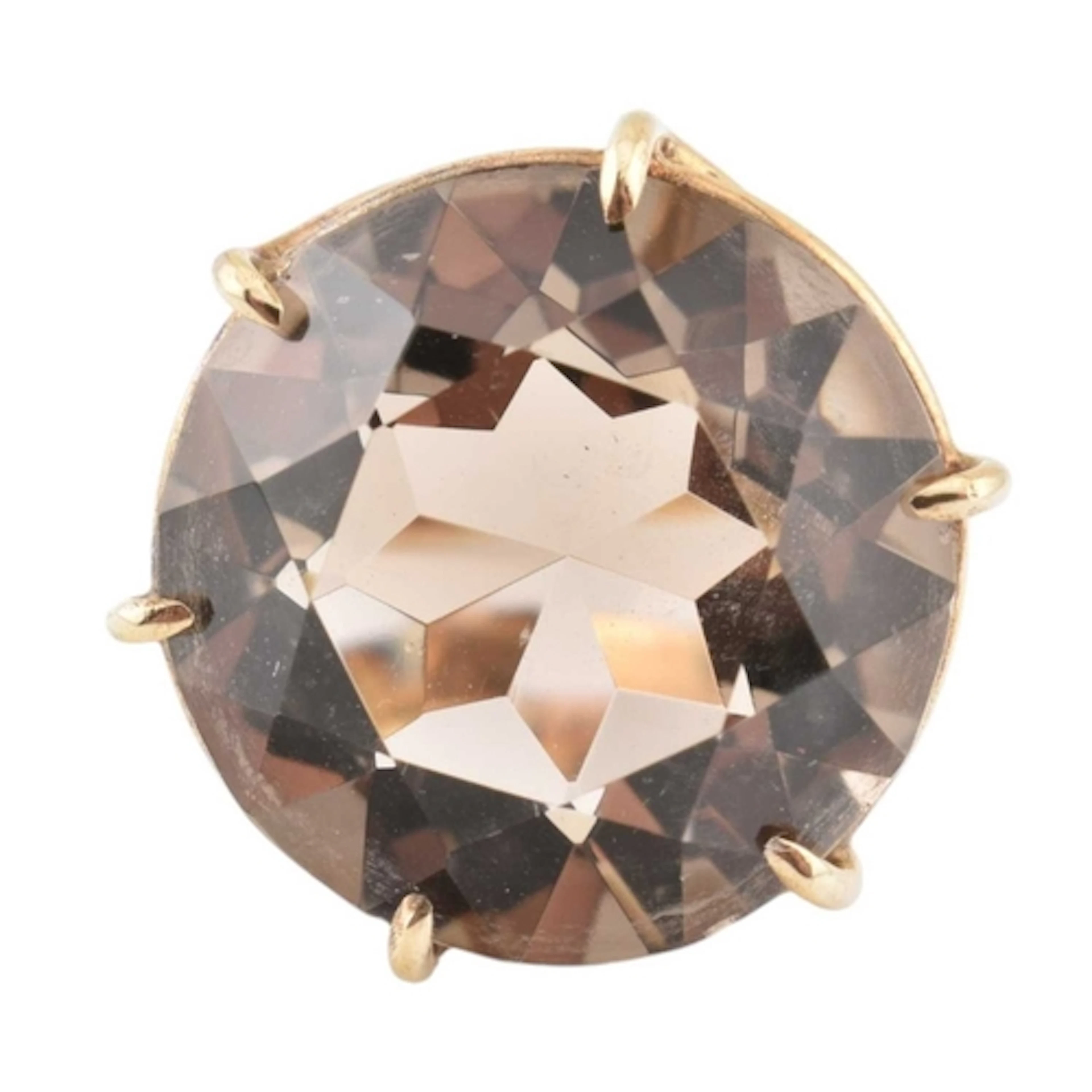 A 1970s hallmarked 9ct gold and smoky quartz cocktail ring. ...