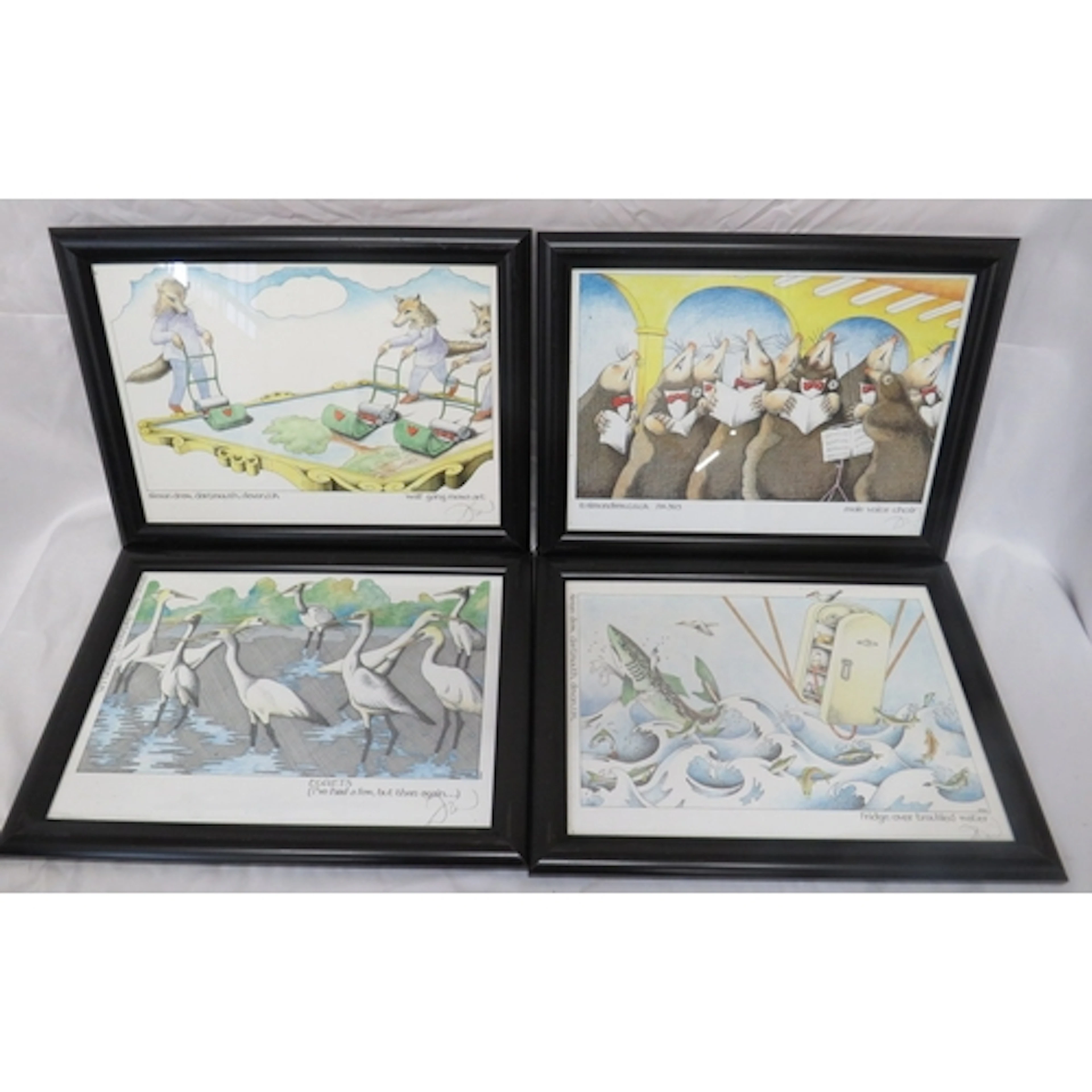 4 x F/g Signed Simon Drew Prints 'Wolf Gang Mows Art', 'Mole...