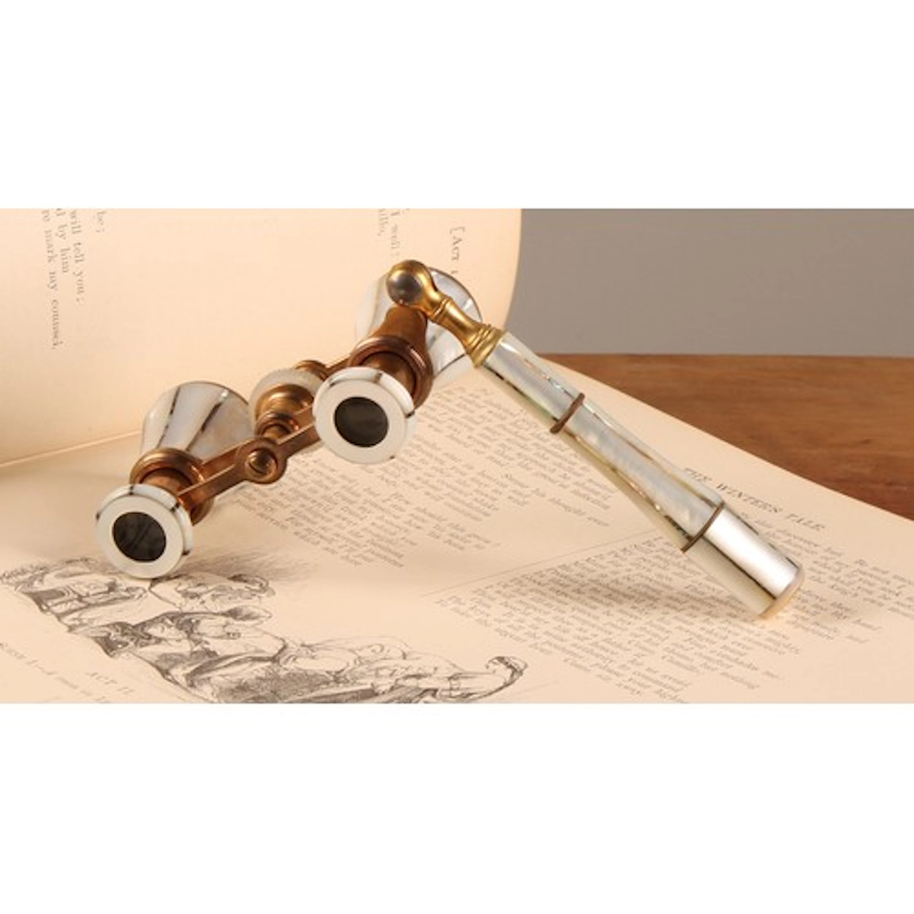A pair of 19th century French mother of pearl opera glasses,...