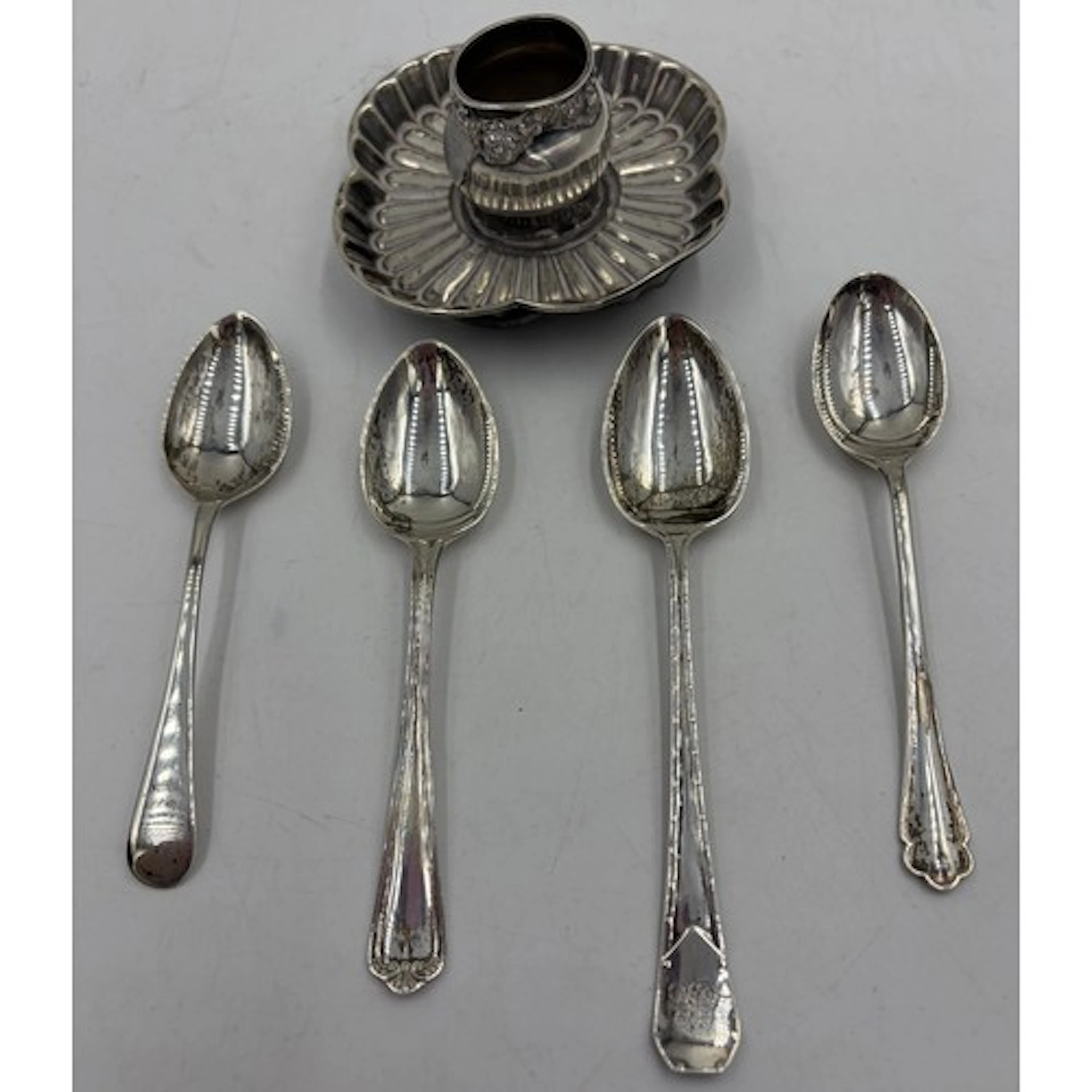Silver candle holder hallmarked Birmingham 1916 with weighte...