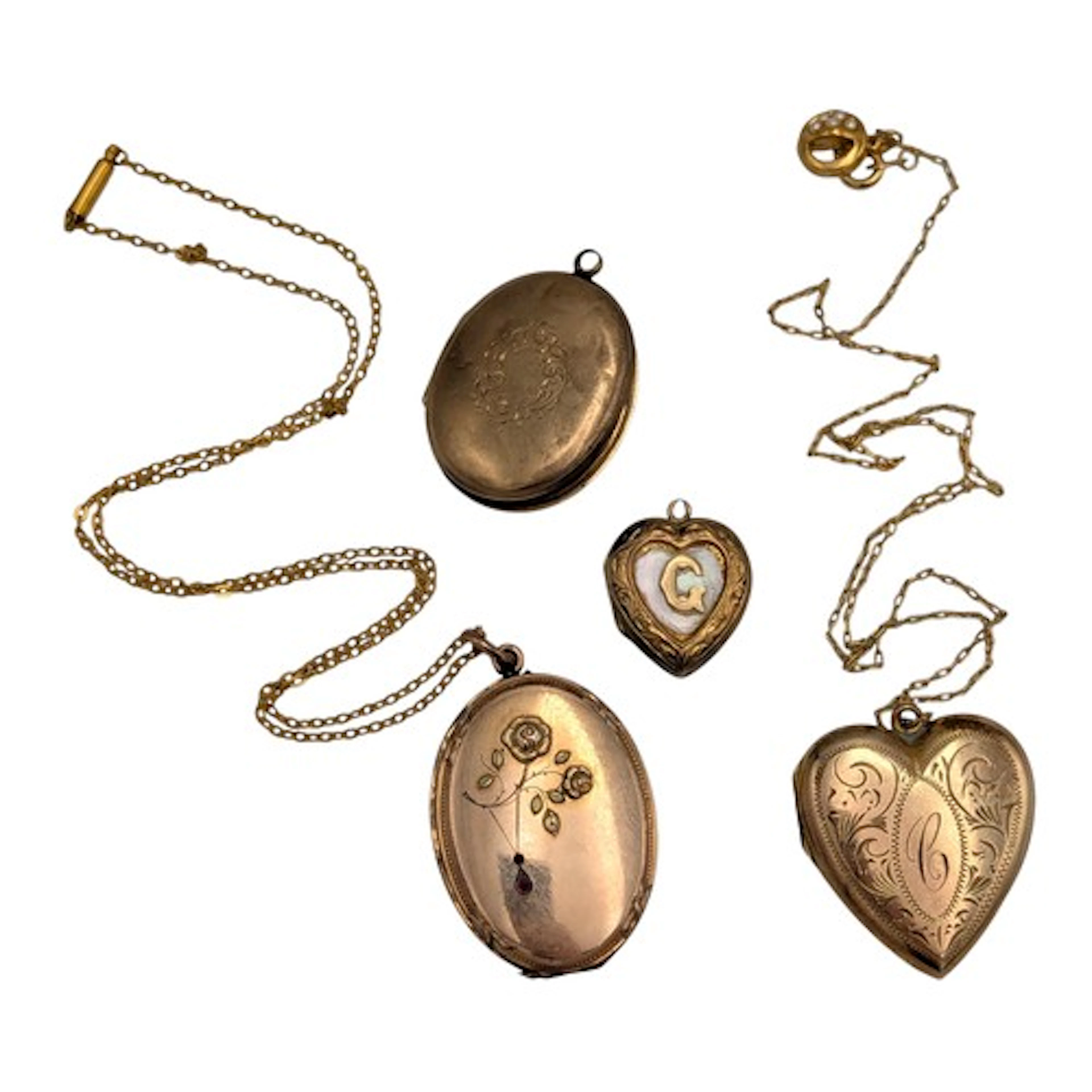 Jewellery - A yellow metal Art Nouveau locket, decorated wit...