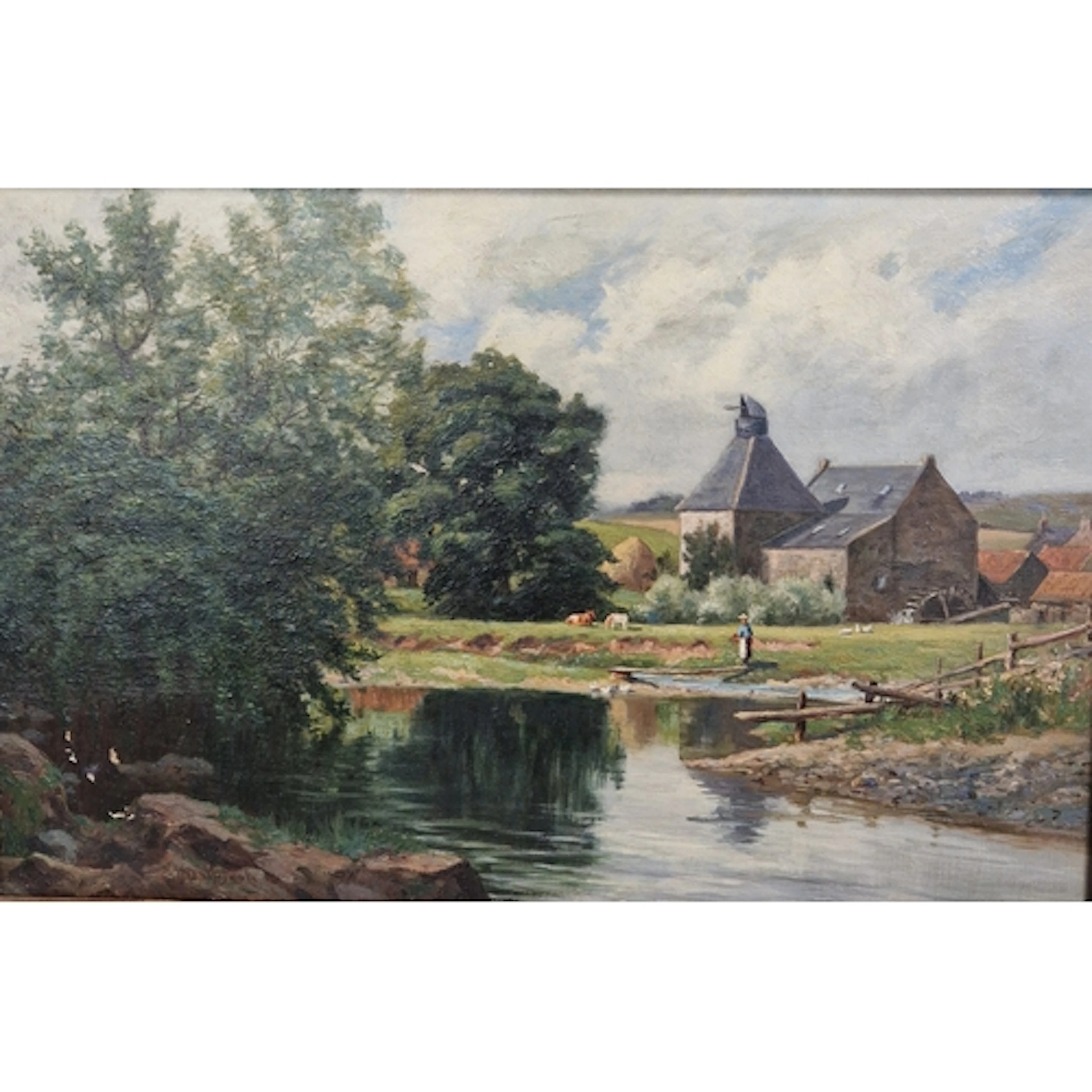 ENGLISH SCHOOL CIRCA 1900. A tranquil river scene near a Win...