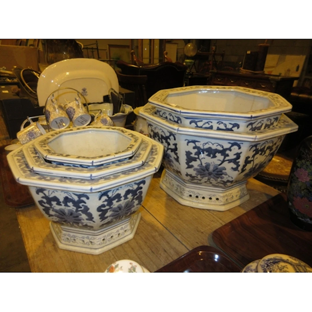 Nest of 5 Chinese Porcelain Jardinieres