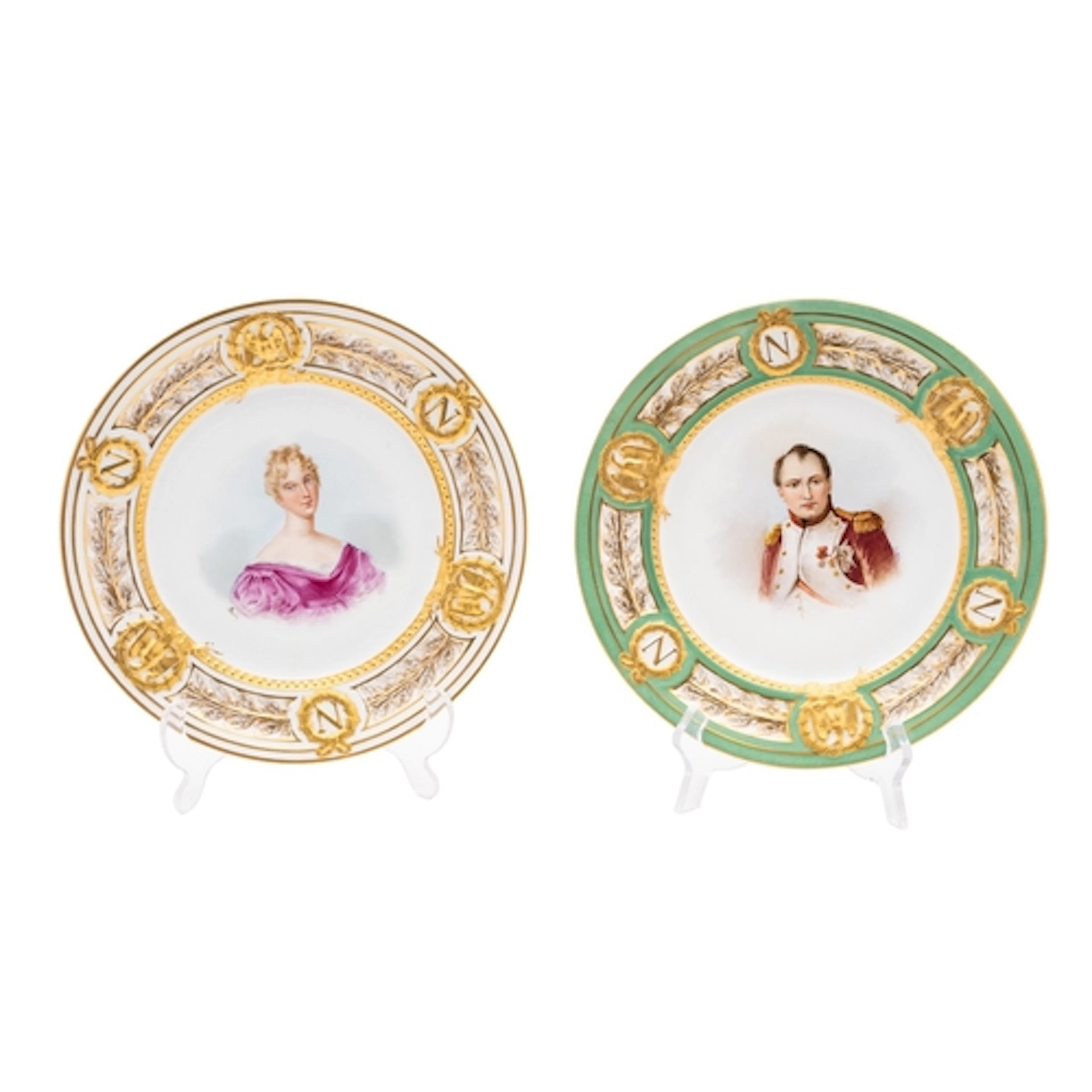 A pair of Sèvres-style cabinet plates, late 19th century pai...