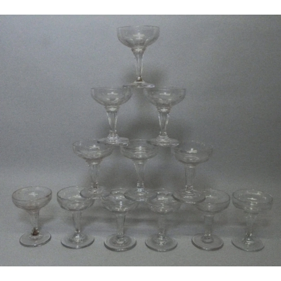 Set of twelve antique cut crystal champagne coupe's with a p...