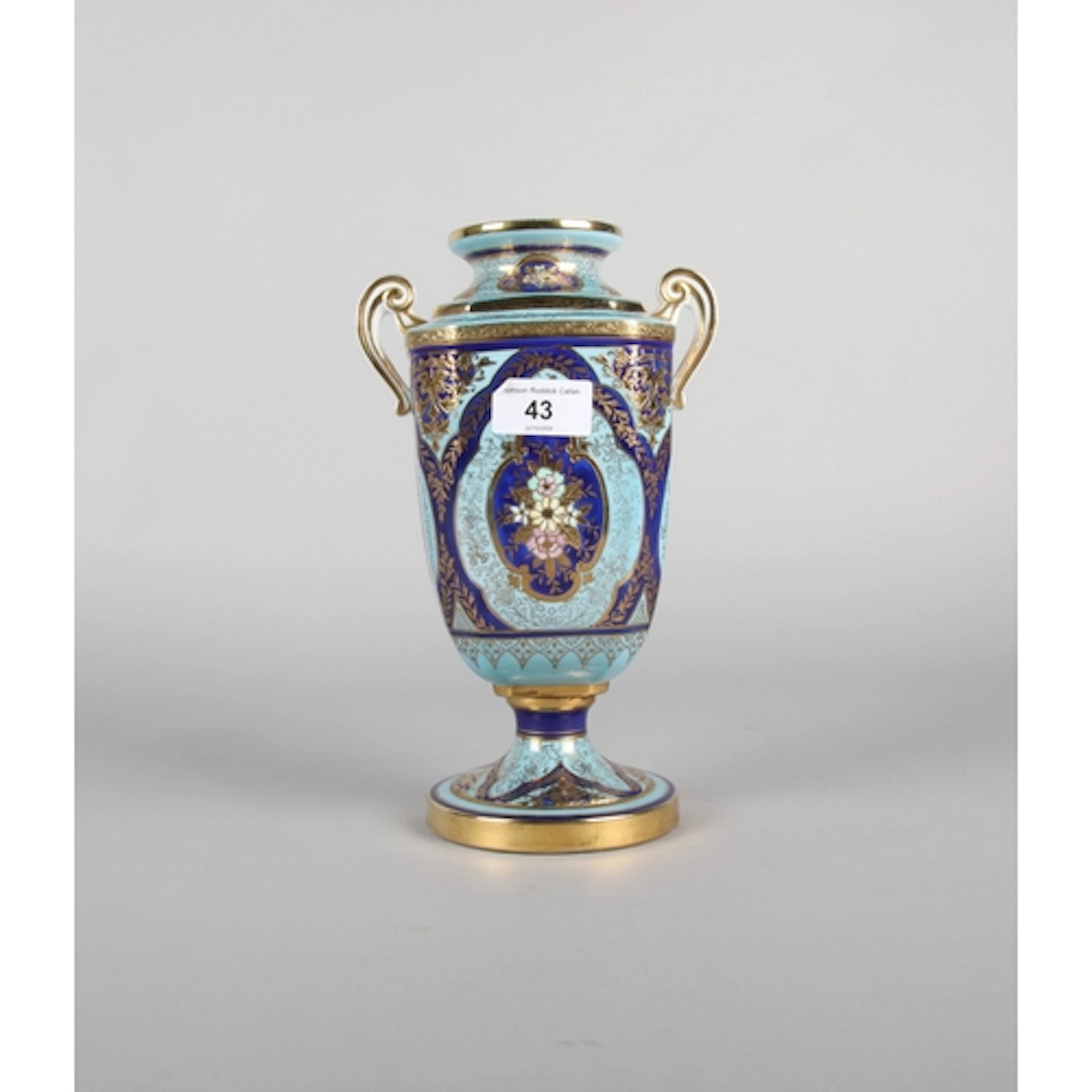 Noritake twin handled urn vase decorated with flowers, 25cm ...