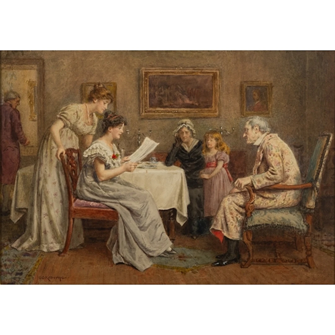 George Goodwin Kilburne (British, 1839-1924) - Reading the p...