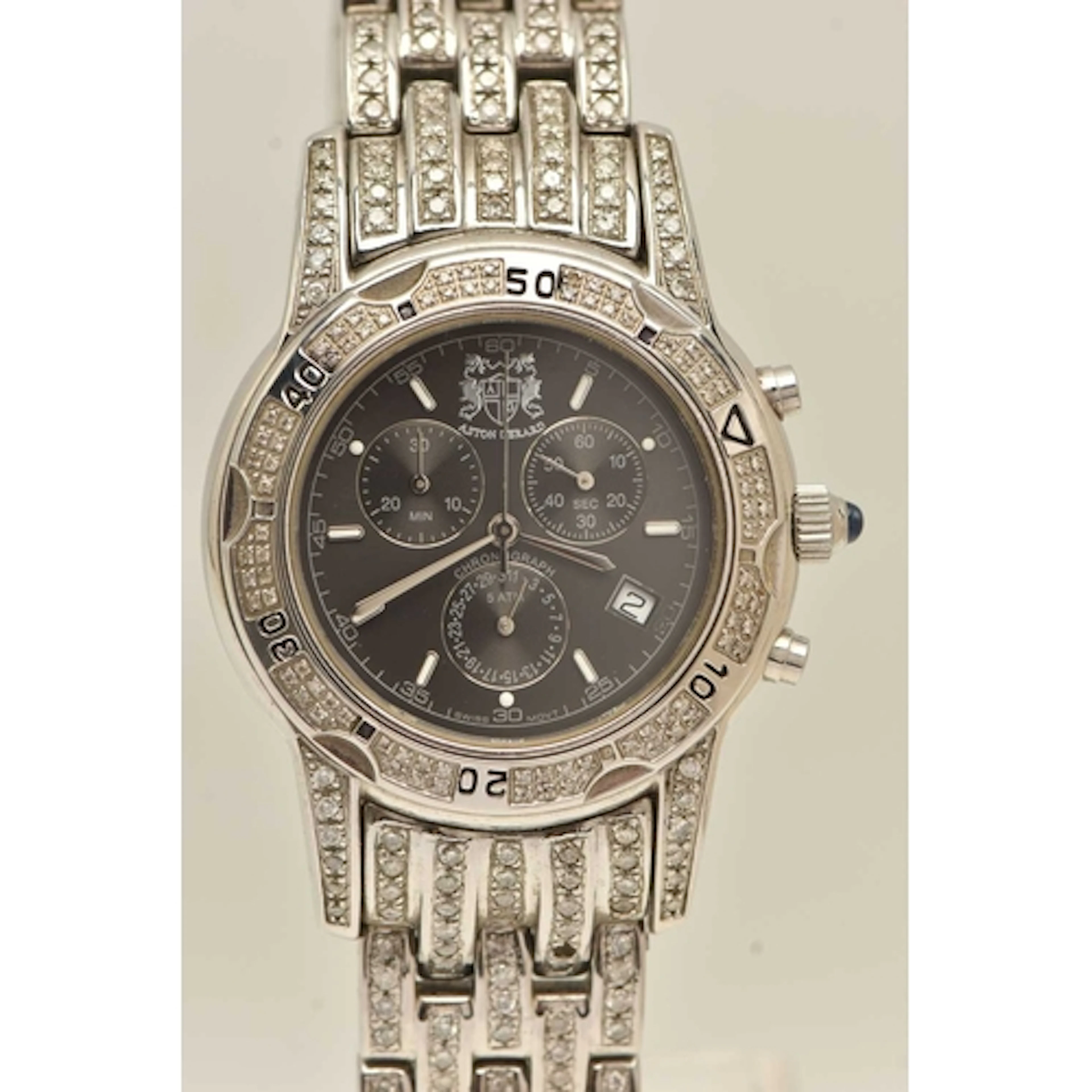 AN 'ASTON GERARD' WRISTWATCH, quartz movement, round chronog...
