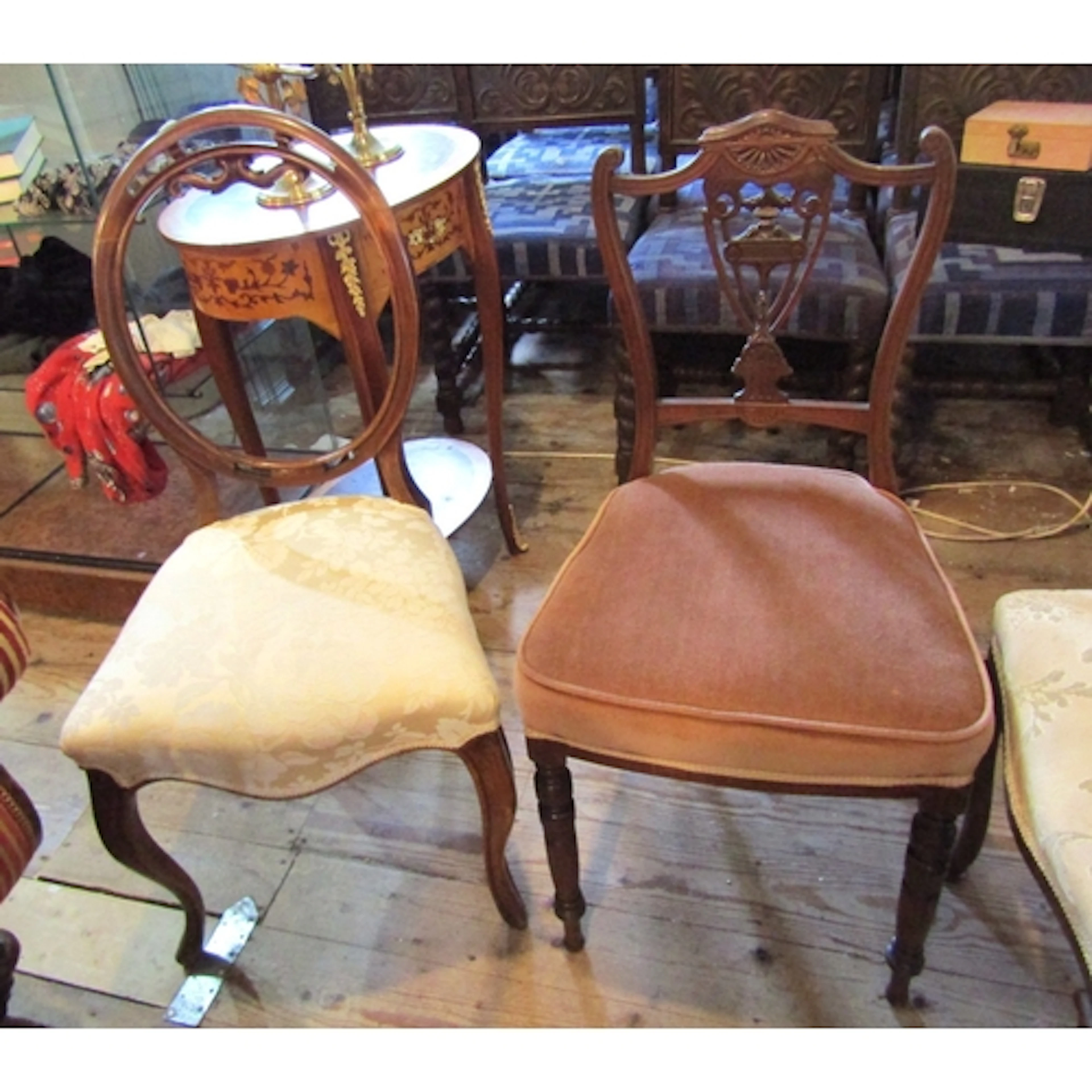 Pair of Antique Mahogany Framed Side Chairs Upholstered Seat...
