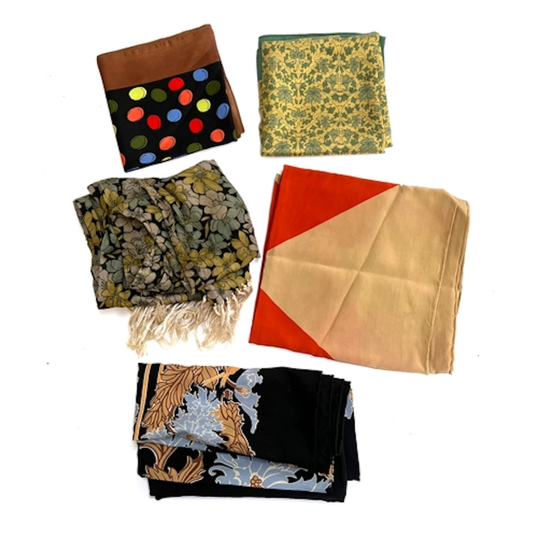 Five Liberty silk scarves to include a William Morris patter...