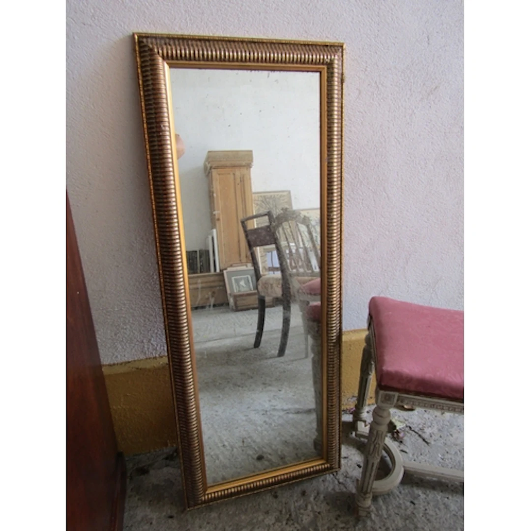 Gilt Framed Modern Mirror Rectangular Upright Form Approxima...