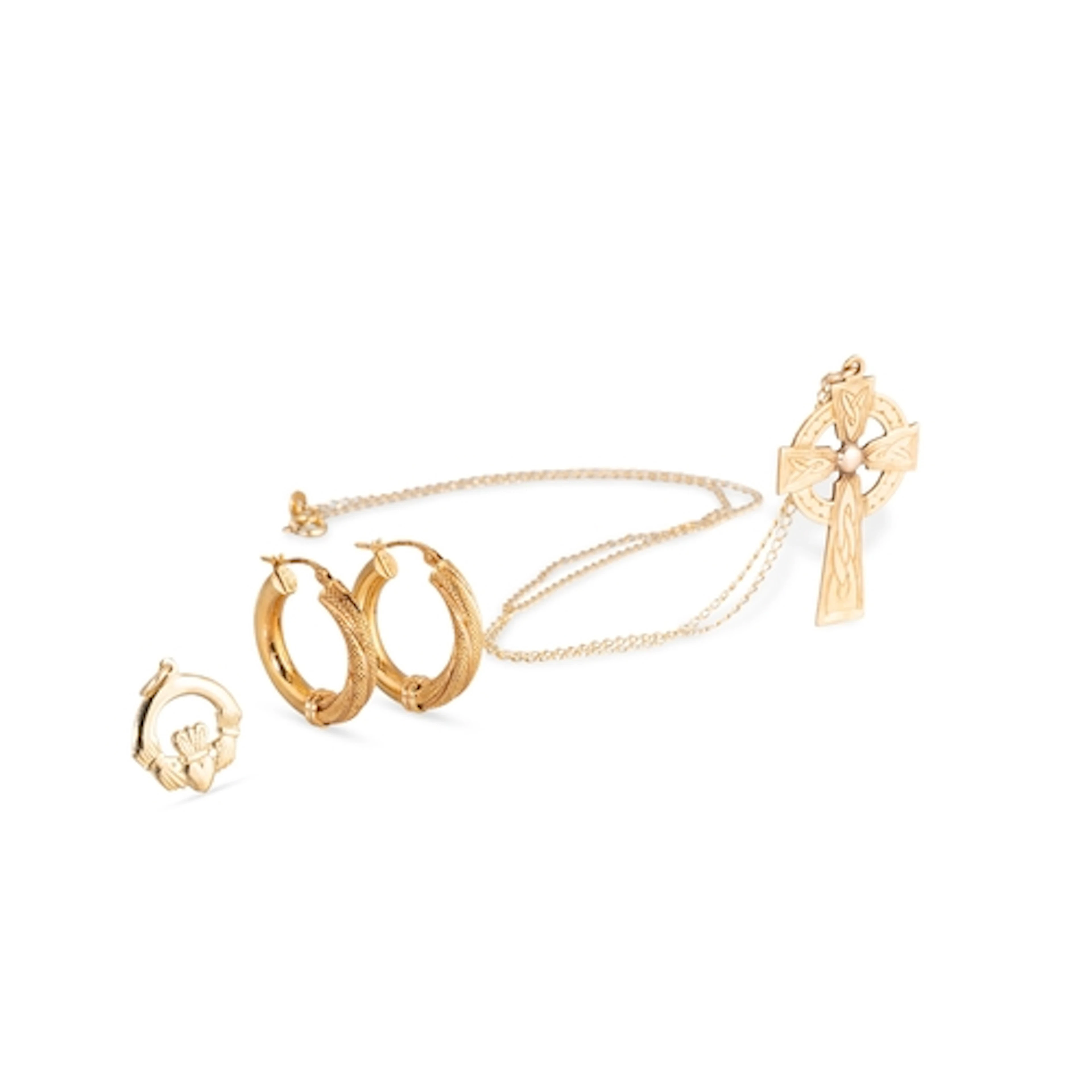 A COLLECTION OF 9CT YELLOW GOLD ITEMS, to include a pair of ...
