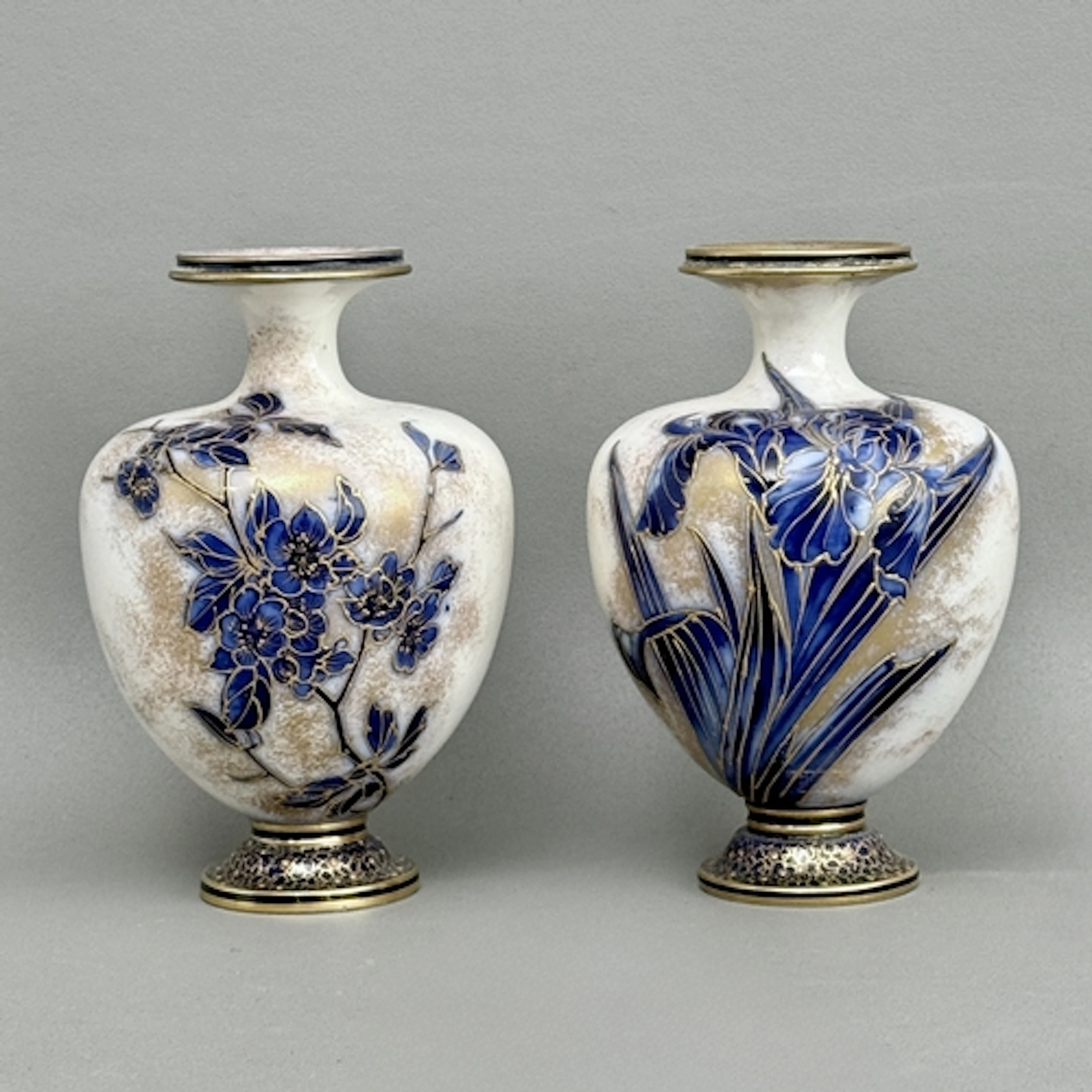 A closely matched pair of Doulton Burslem porcelain vases - ...