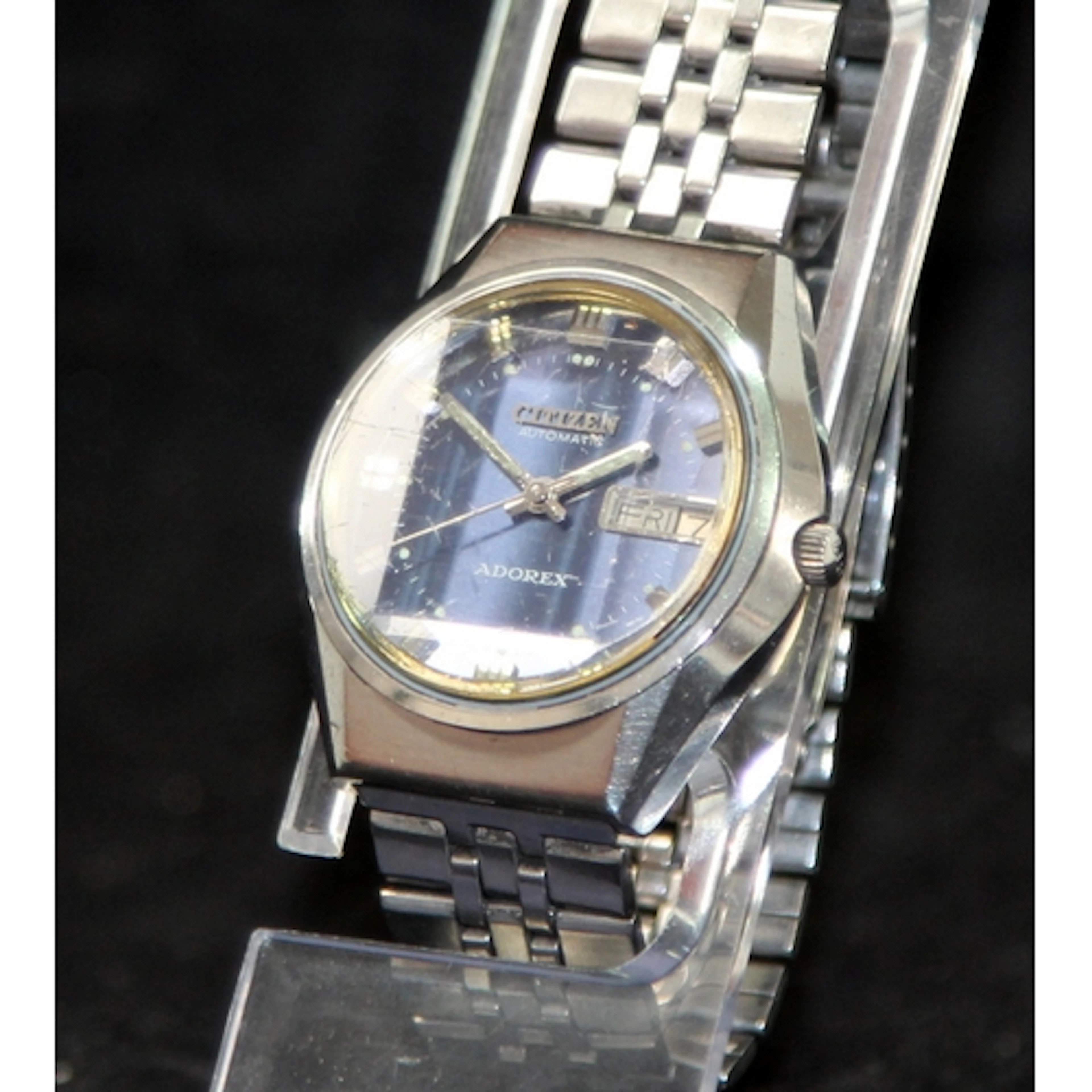 Vintage Citizen Adorex gents automatic watch with faceted cr...
