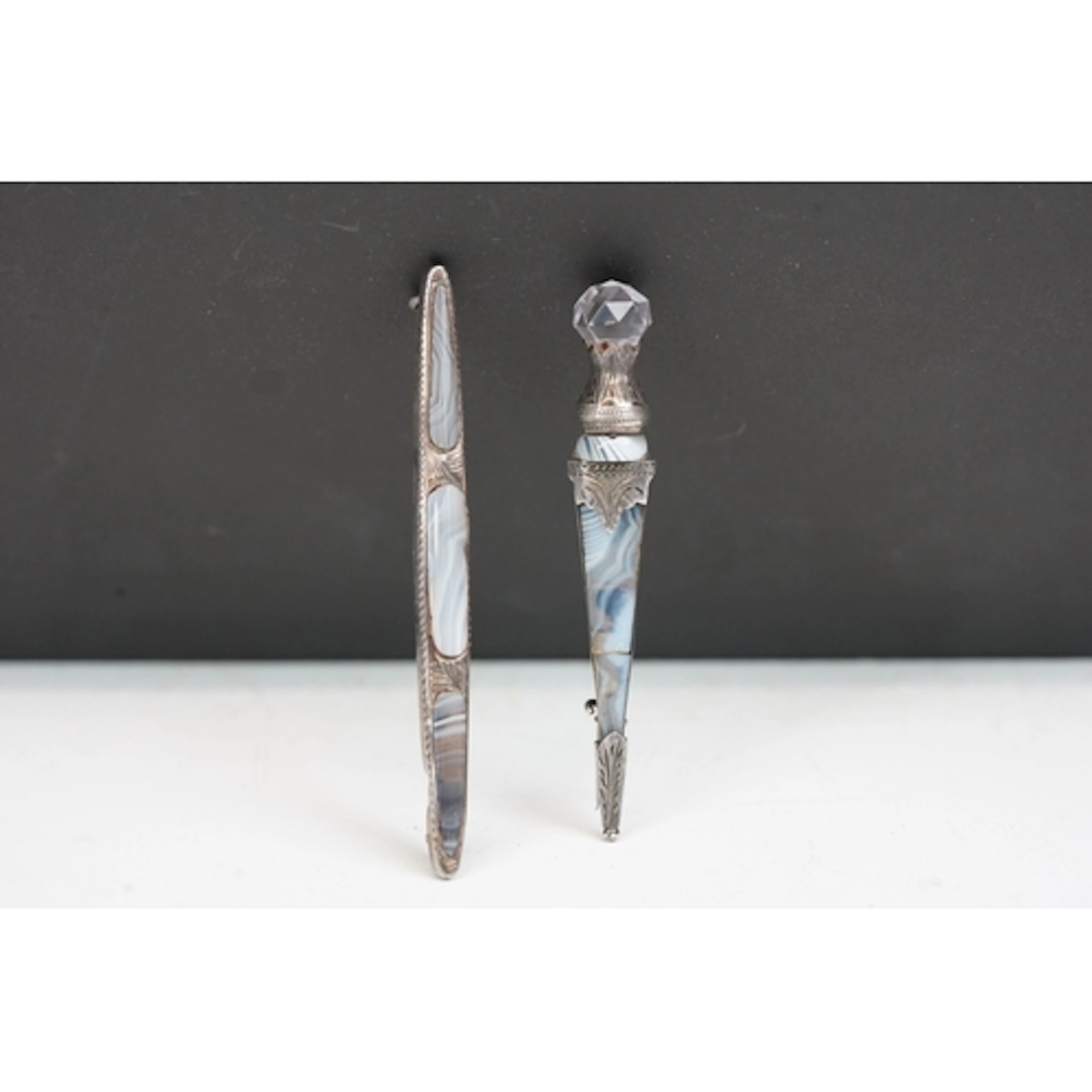 Two vintage sterling silver Scottish specimen brooches, one ...