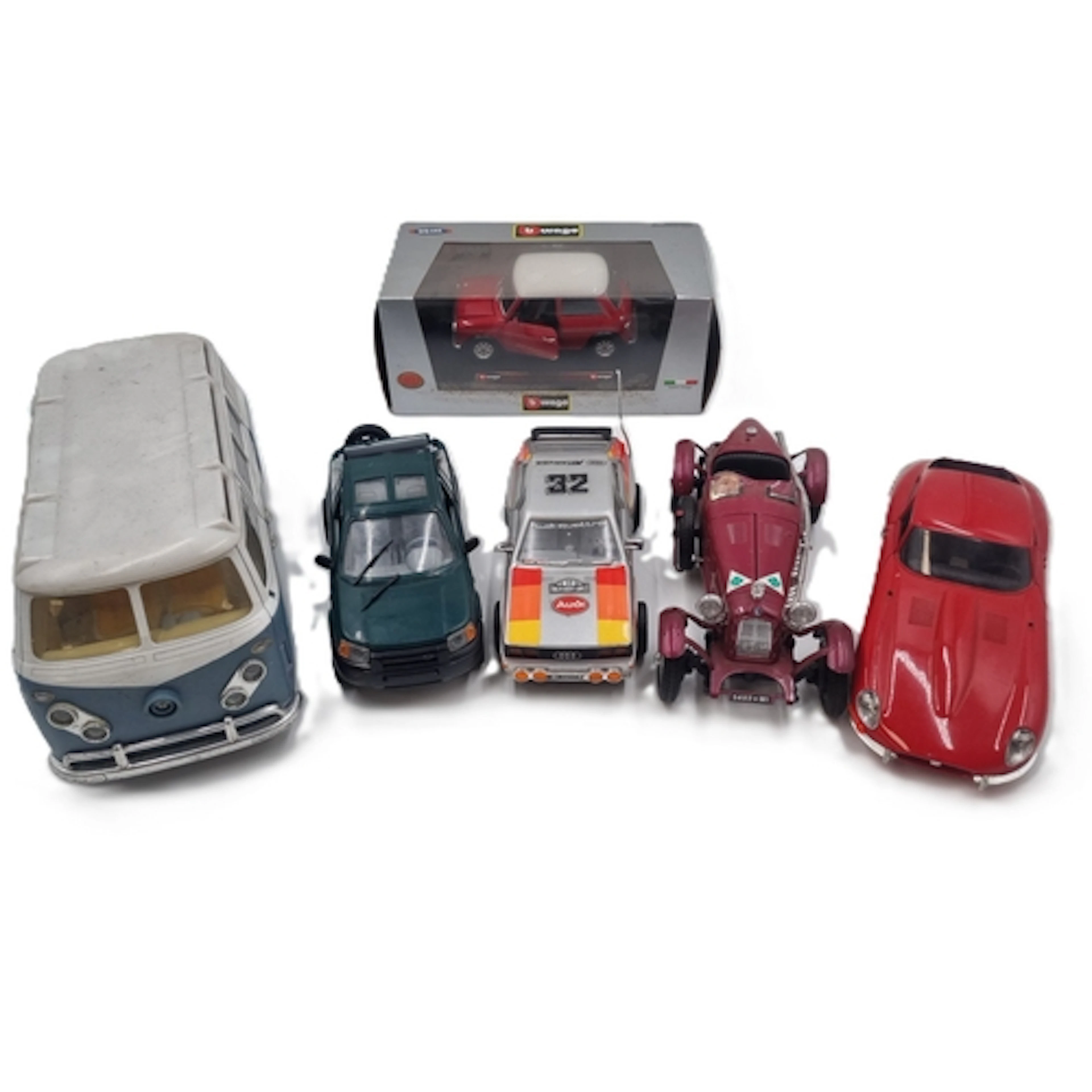 Lot of 6 die-cast and plastic model cars, comprising VW Typ...