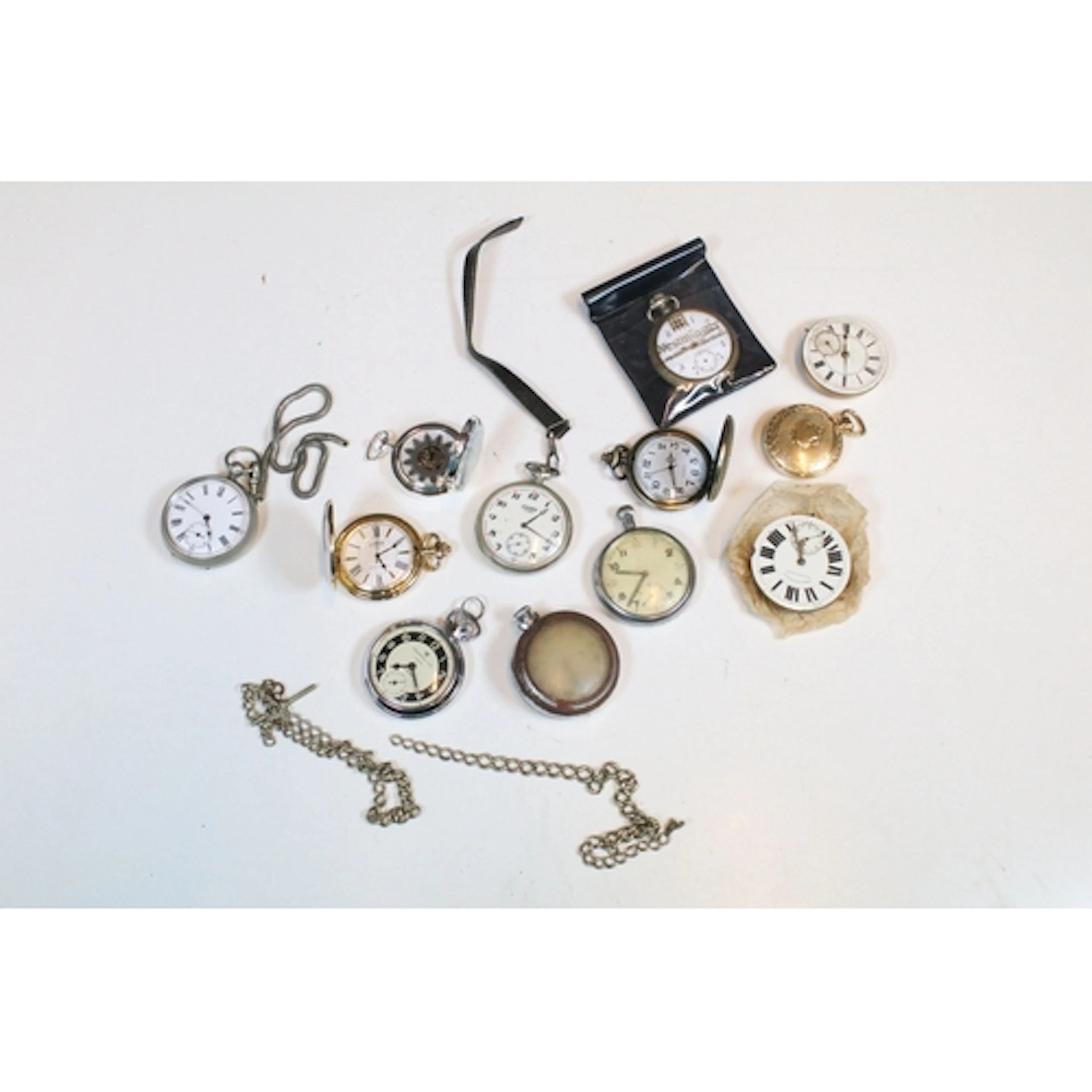 Collection of pocket watches and movements including militar...