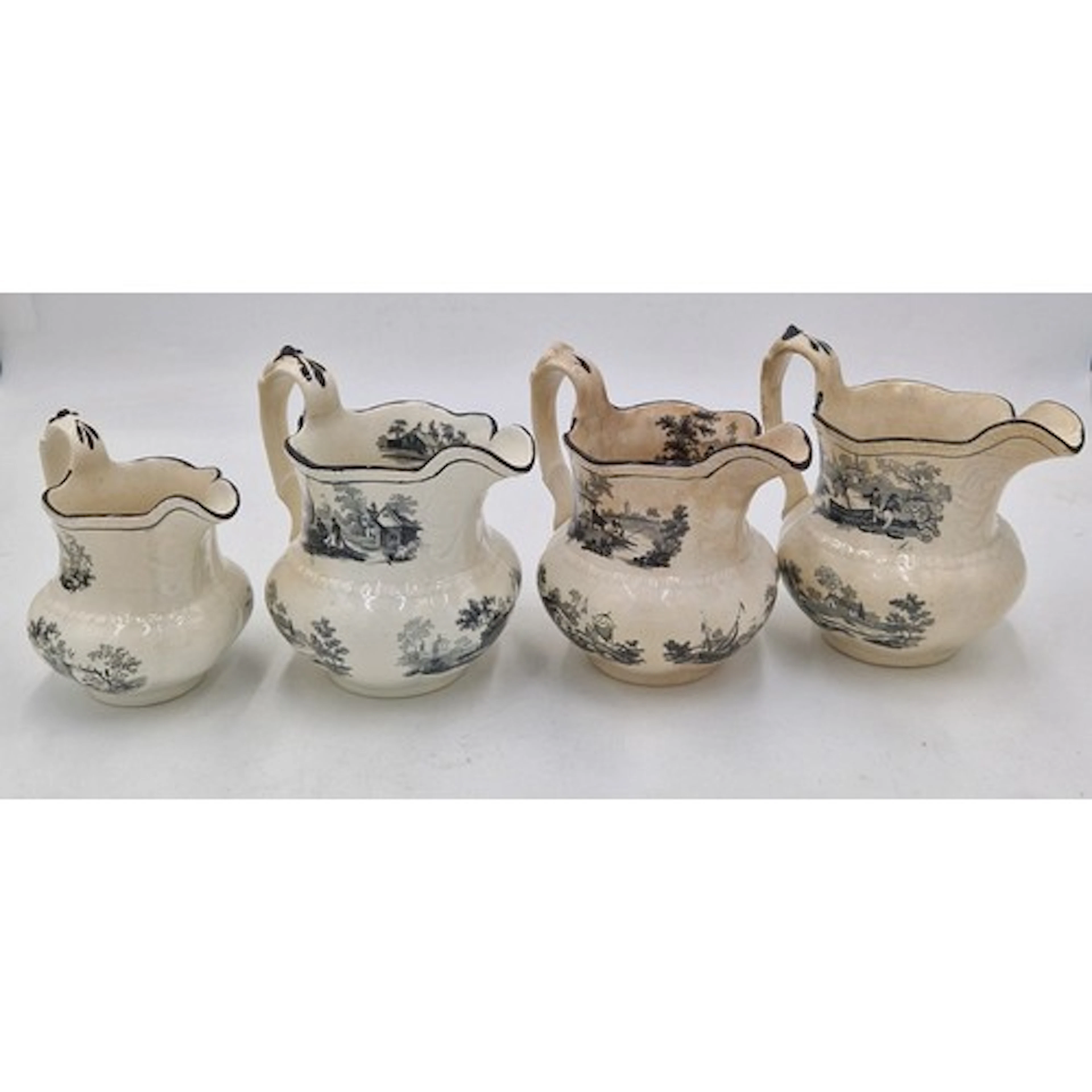 Four early 19th century black and white transfer printed Swa...