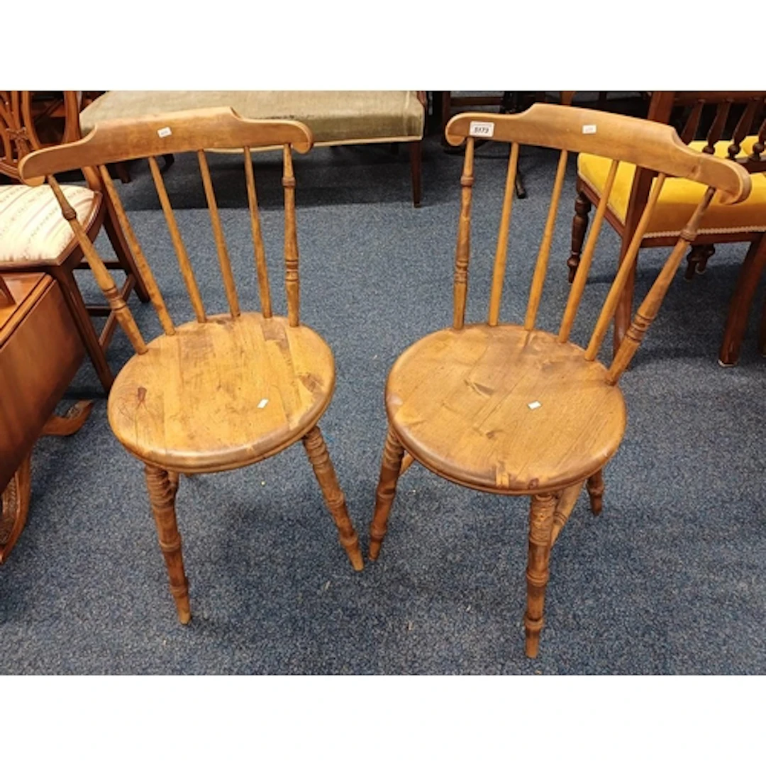 PAIR OF 19TH CENTURY MAHOGANY SPINDLE BACK PENNY CHAIRS ON R...