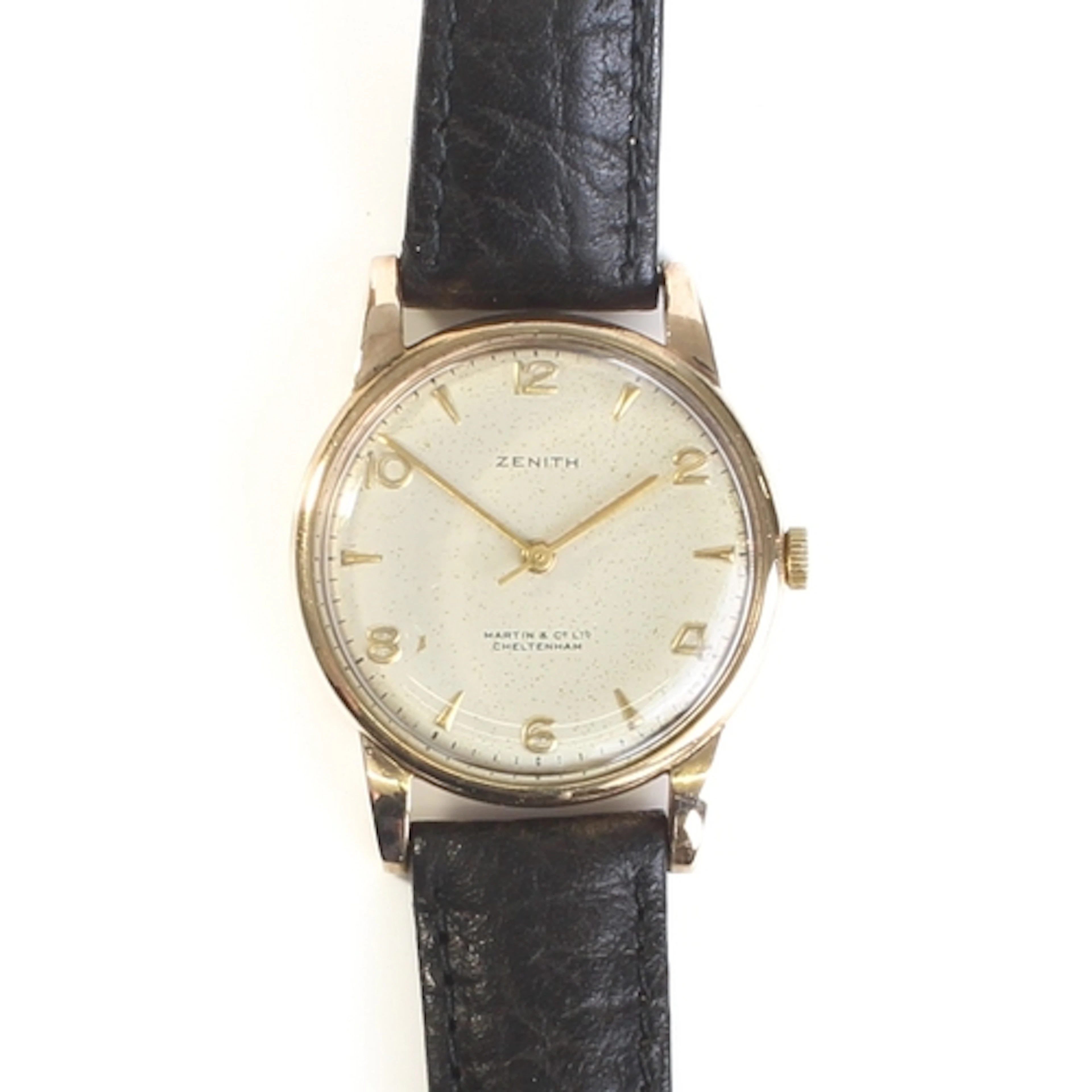 A vintage gentleman's 9ct gold manual wind wrist watch by Ze...