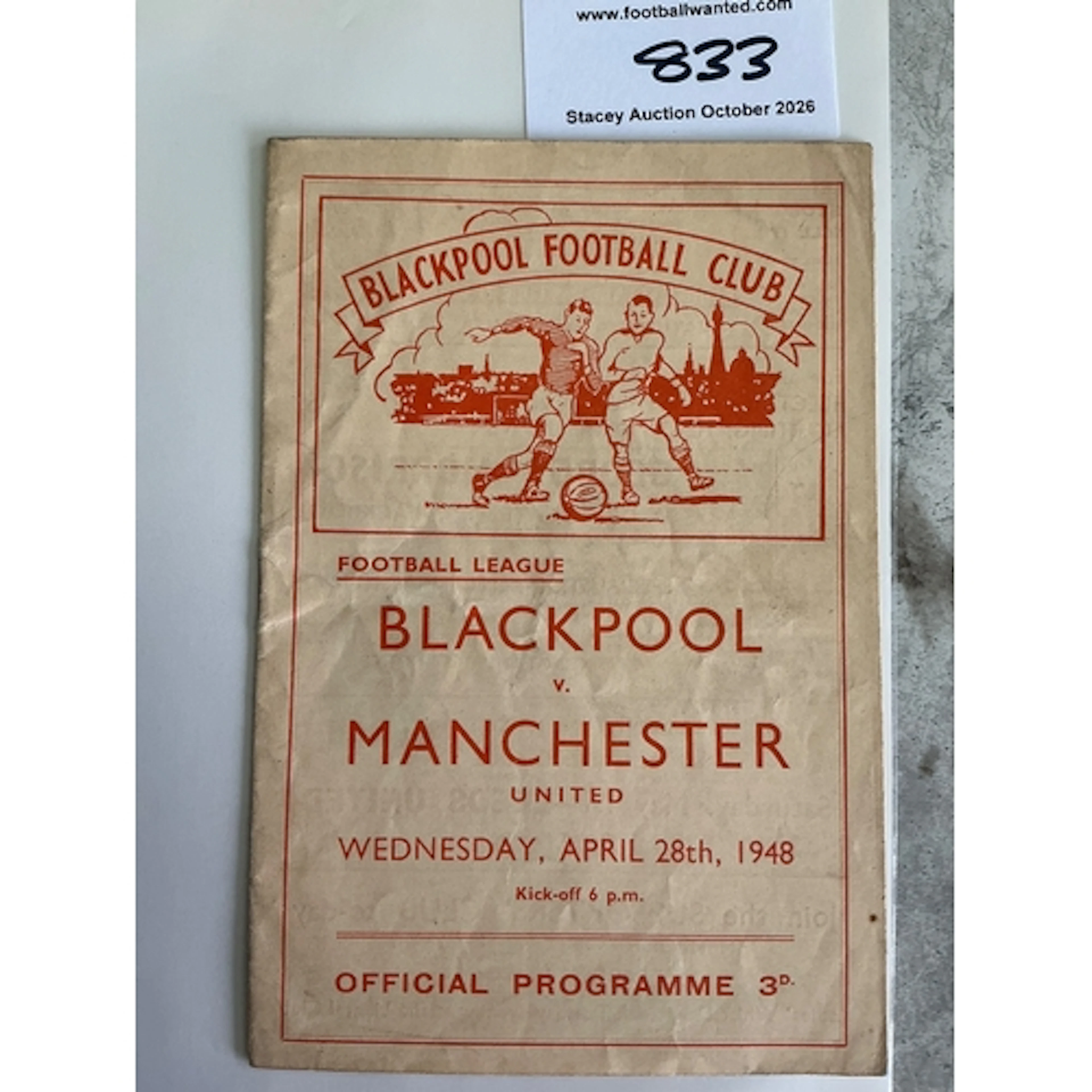 47/48 Blackpool v Manchester United Football Programme: Very...
